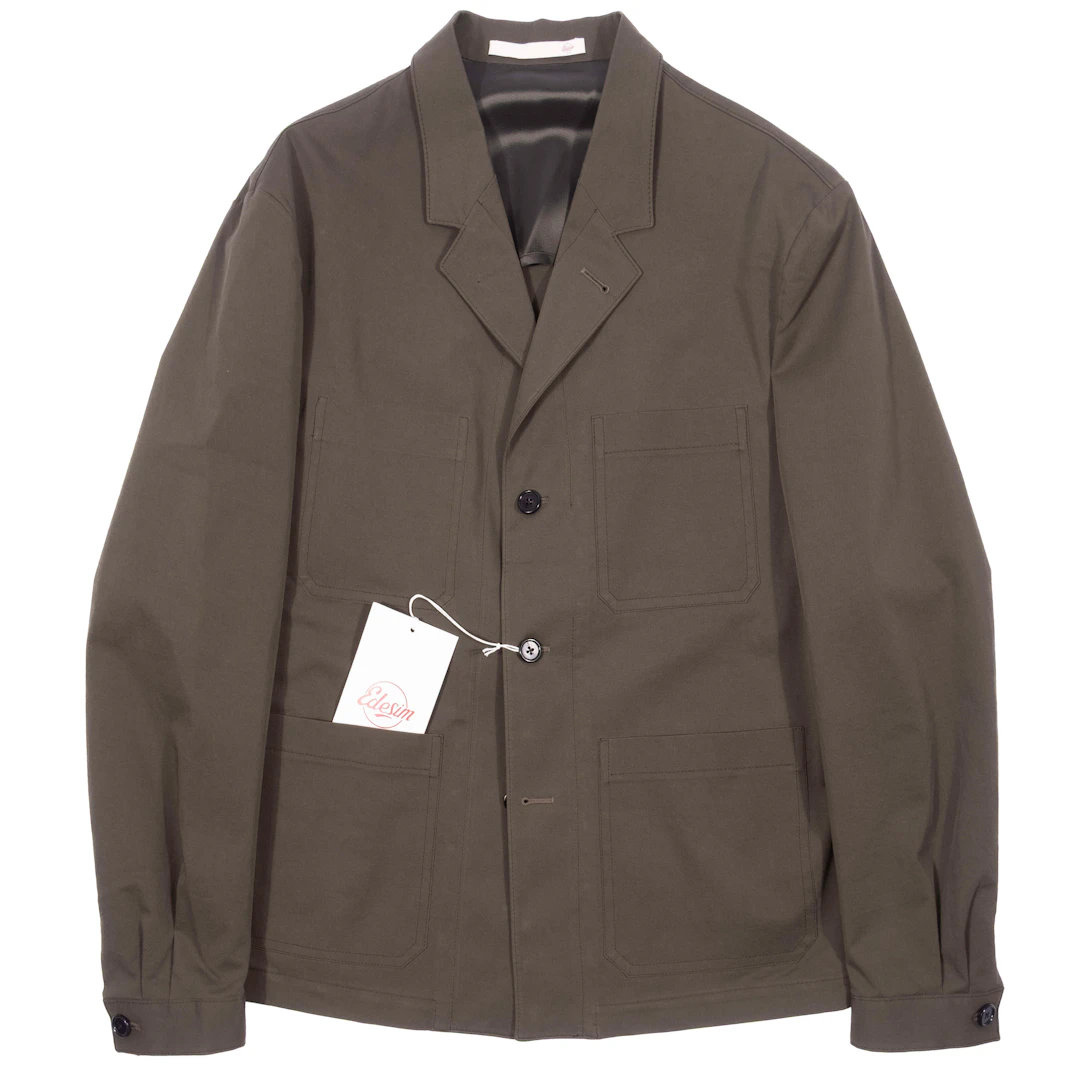 Neapolitan Hand Tailored Green Cotton Utility Jacket Size 50