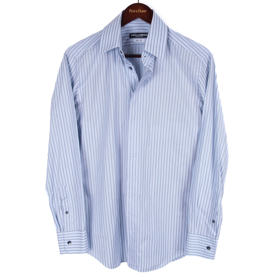 Light Blue Grey Striped Shirt