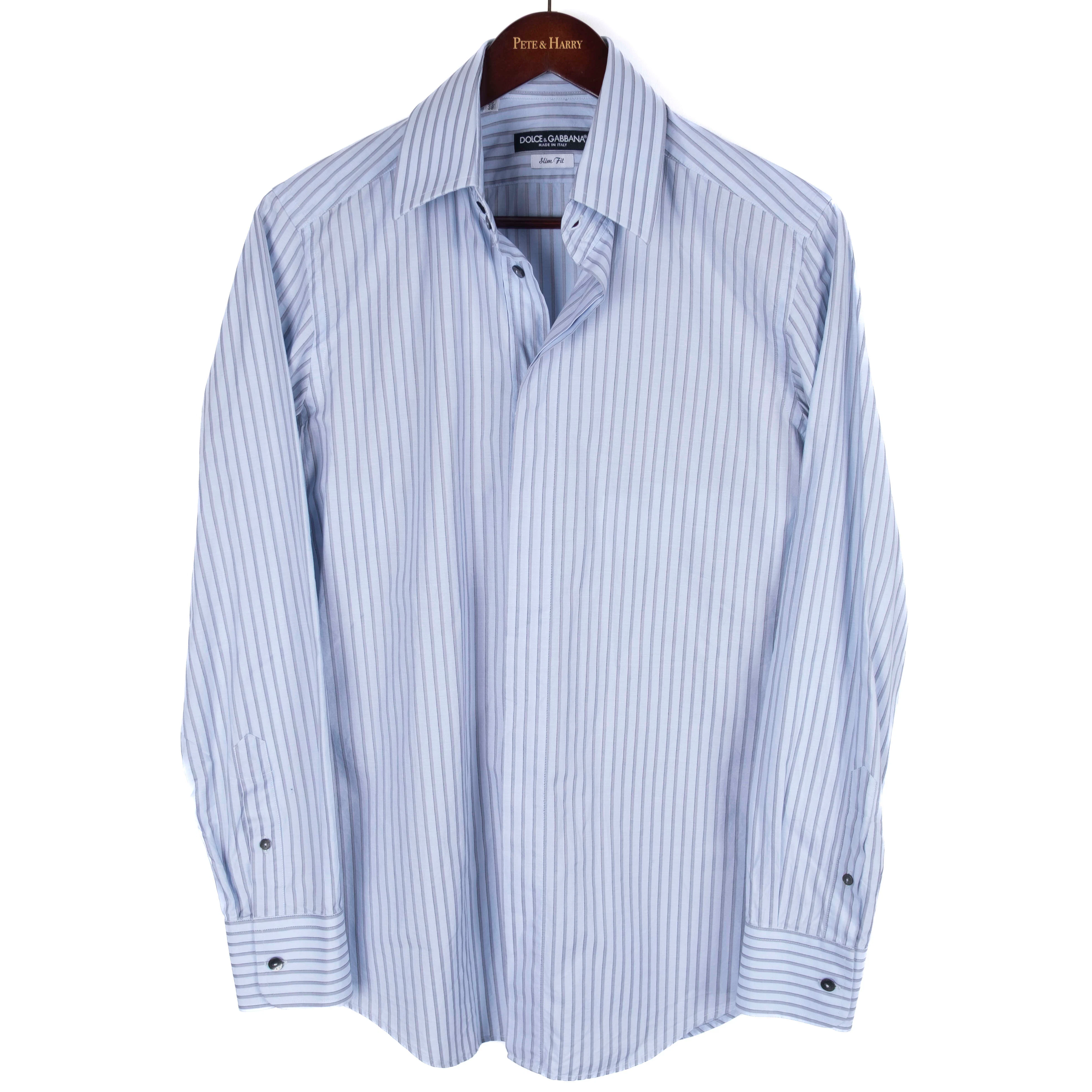 Light Blue Grey Striped Shirt