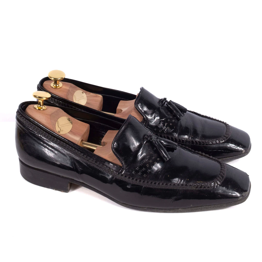 Yves Saint Laurent Black Patent Leather Loafers Sz 40.5 (EU)