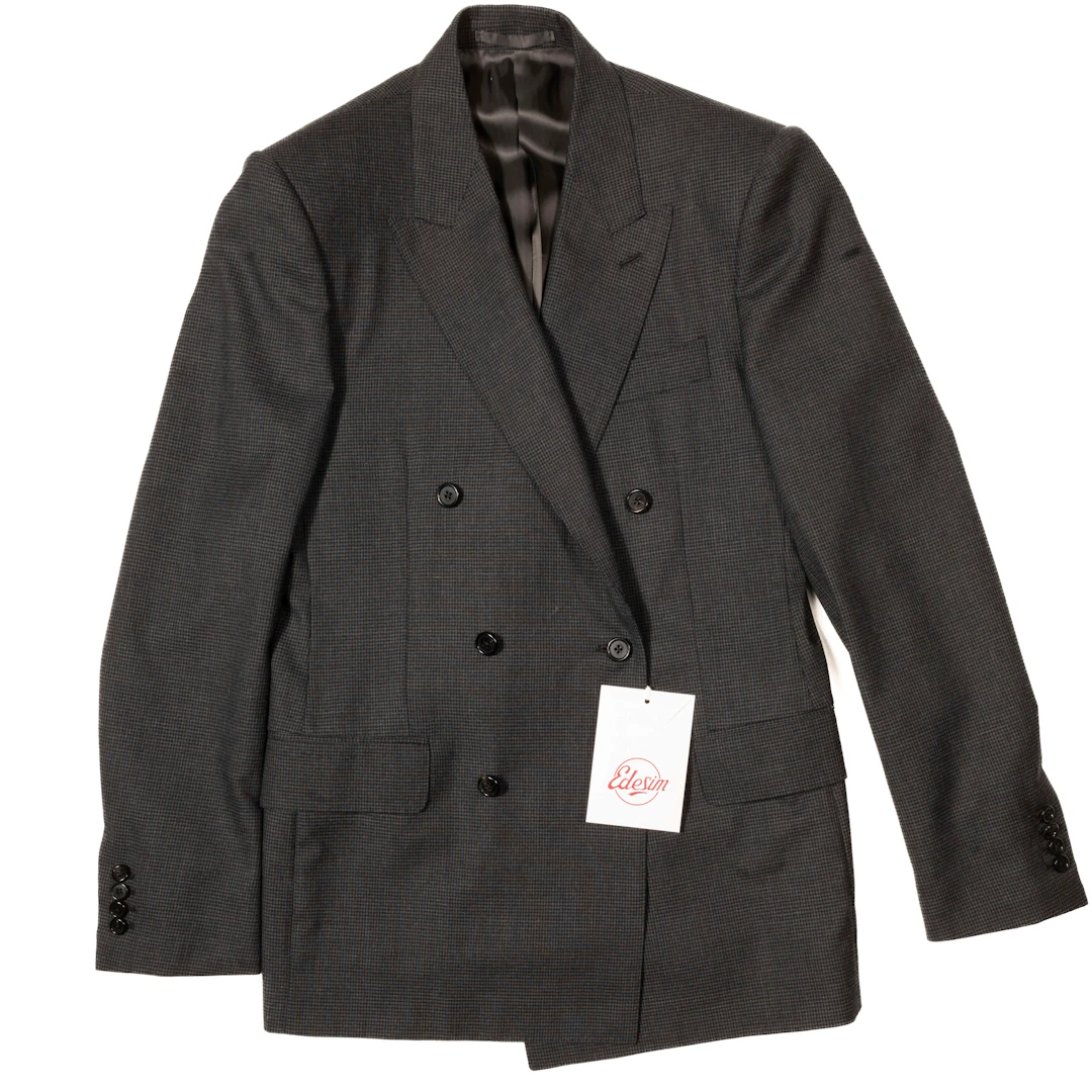 Neapolitan Hand Tailored Grey Houndstooth DB Sport Coat Sz 48