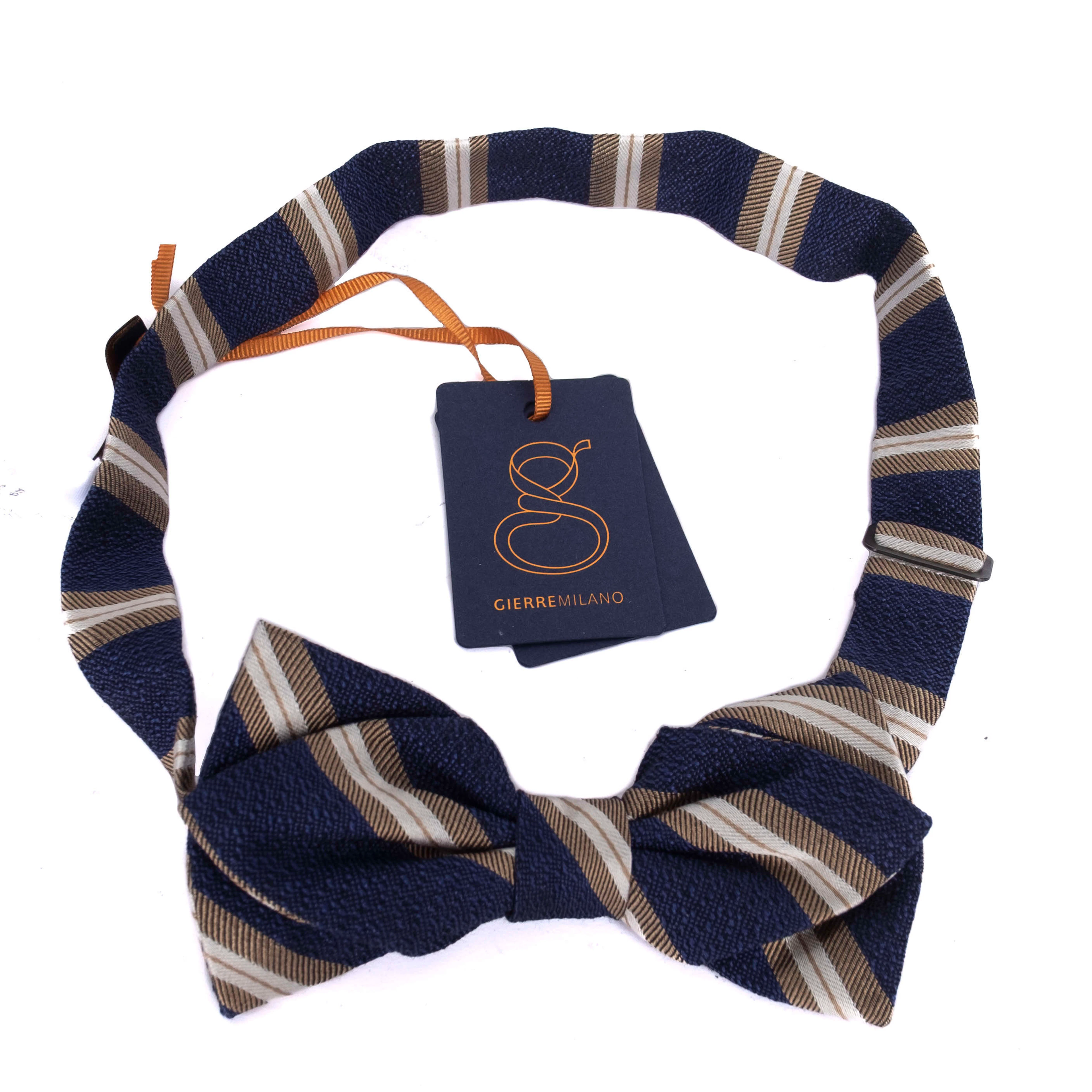 Navy Striped Bow Tie