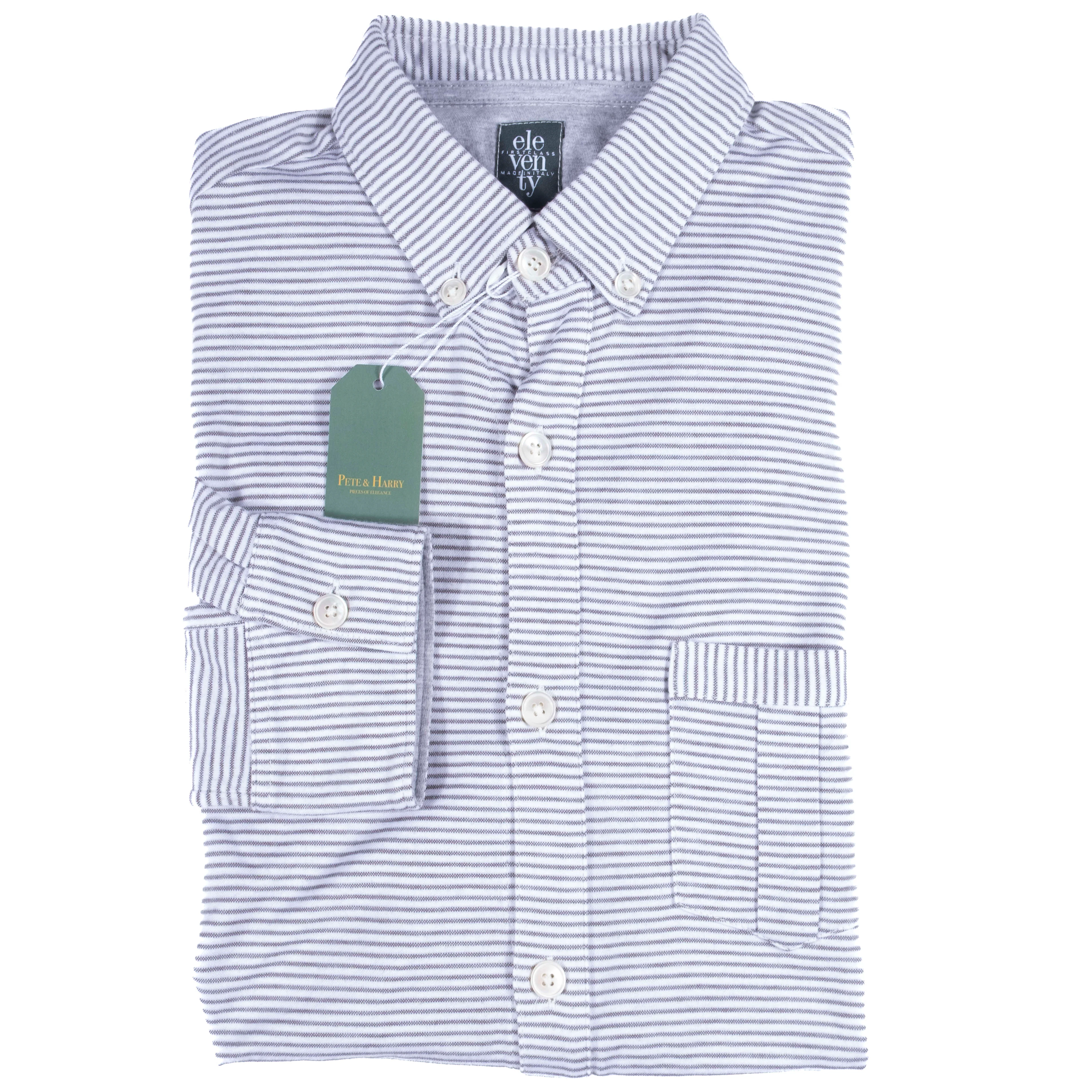 Eleventy Striped Buttondown Cotton Shirt