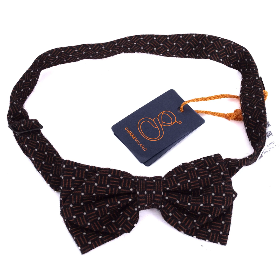 Black and Orange Patterned Bow Tie