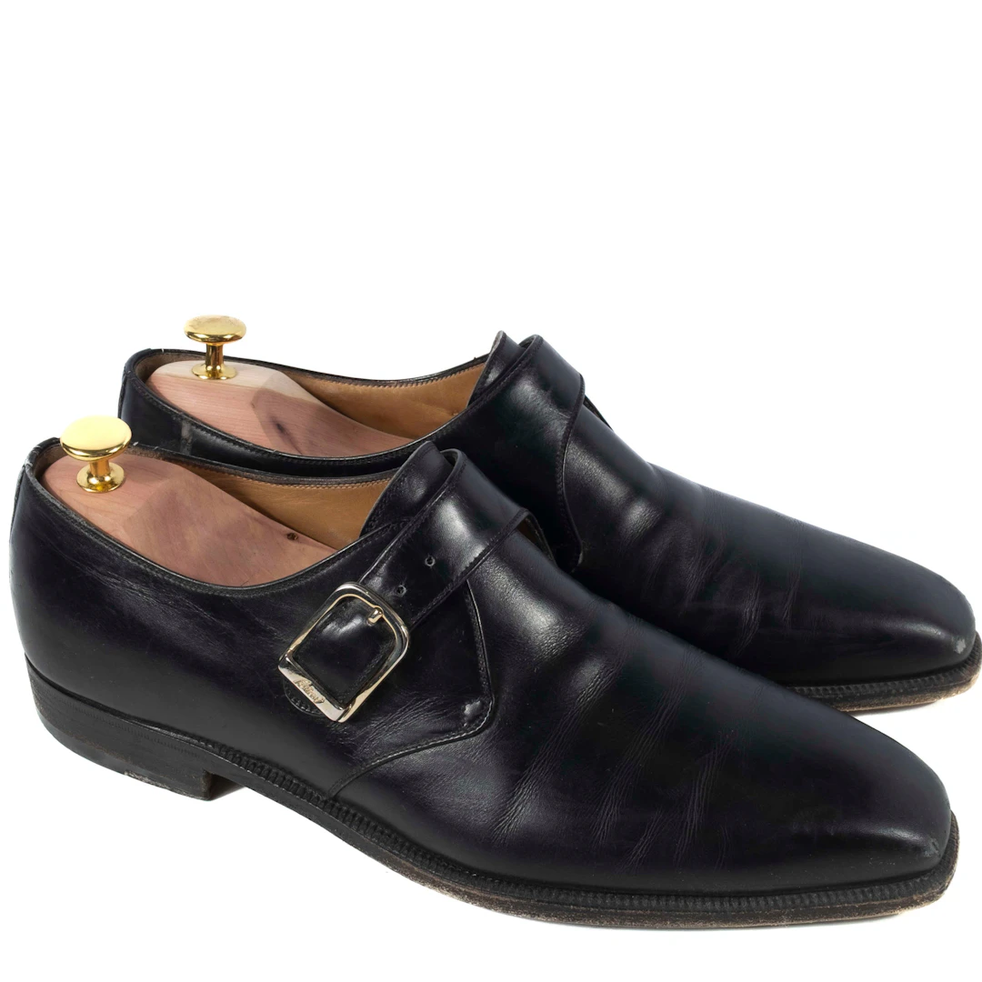 Brioni Black Leather Single Monkstraps Sz 43.5 (EU)