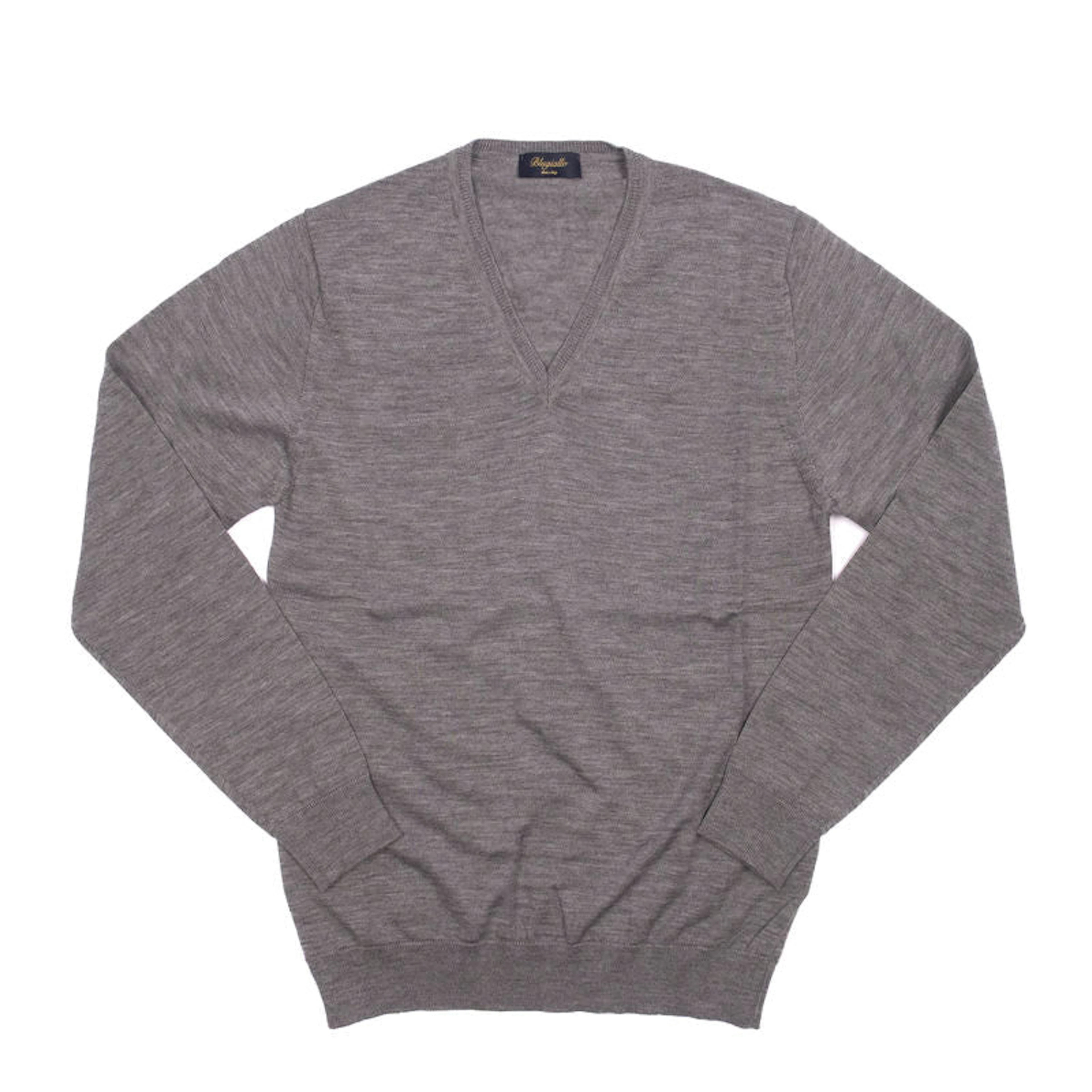 Blugiallo Grey Merino Wool V-Neck
