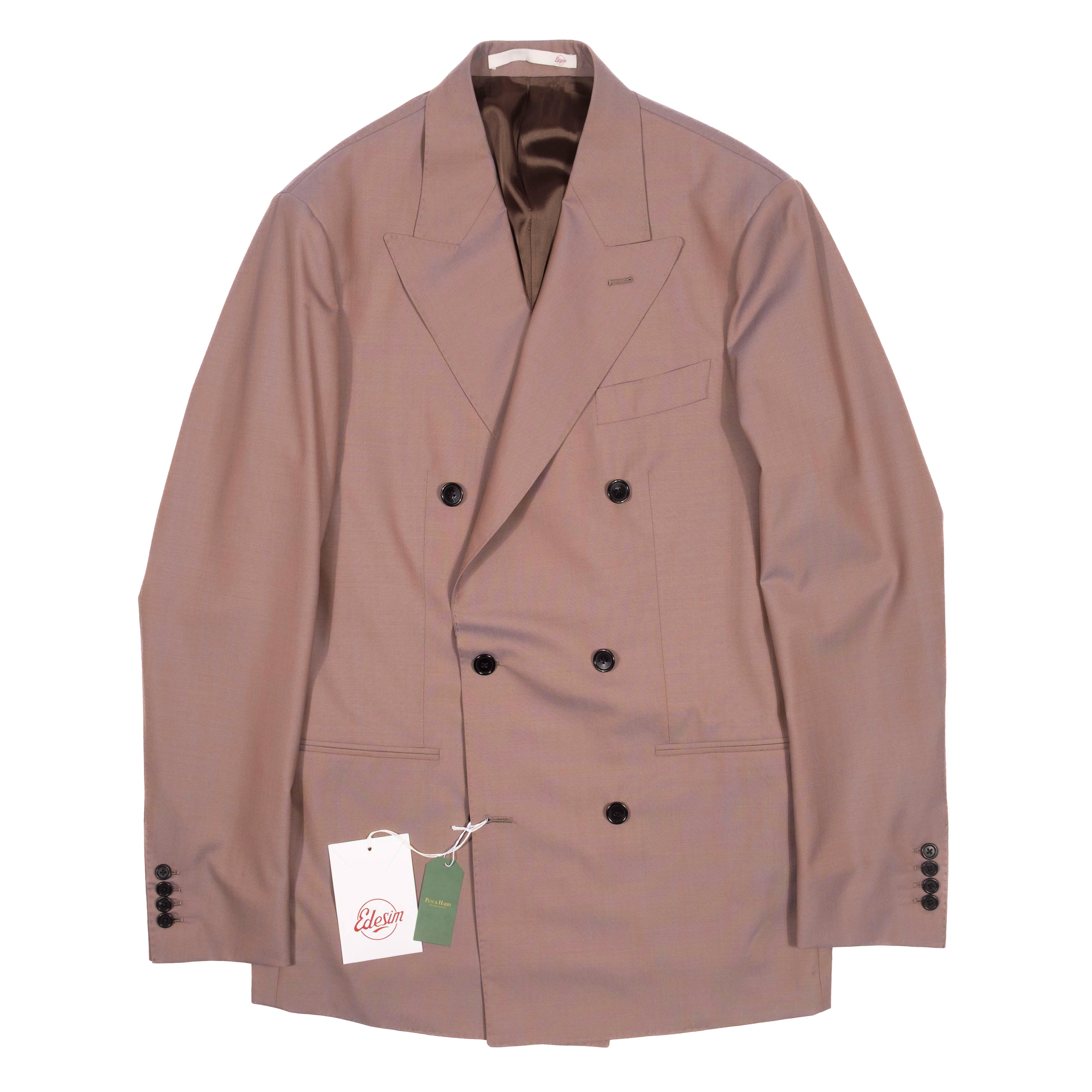 Neapolitan Hand Tailored Light Plum Double Breasted Business Suit Sz 46