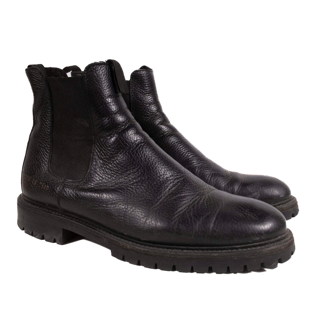 Common Projects Black Chelsea Boots with Commando Sole