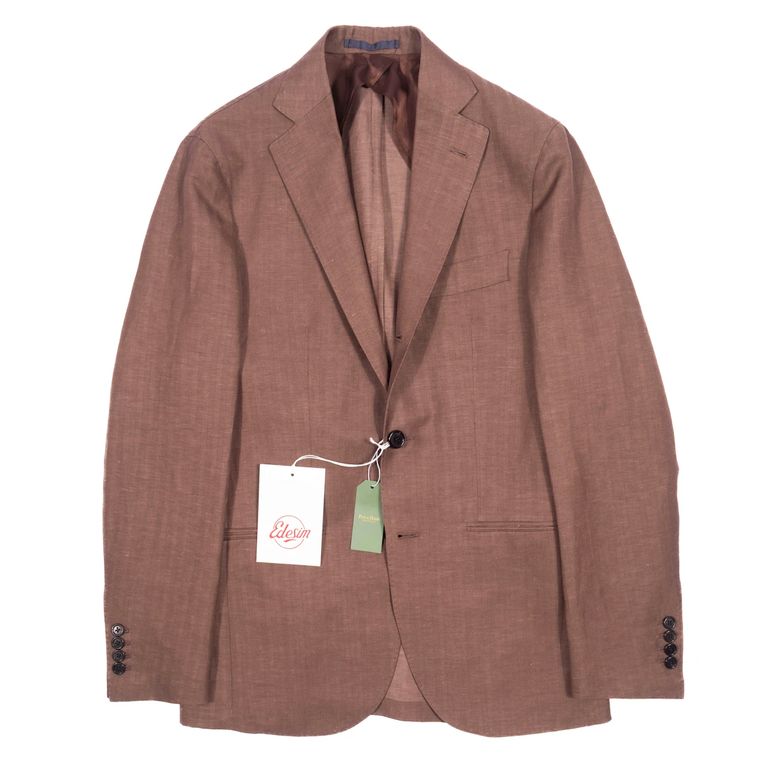Neapolitan Hand Tailored Brown Herringbone Sport Coat 50