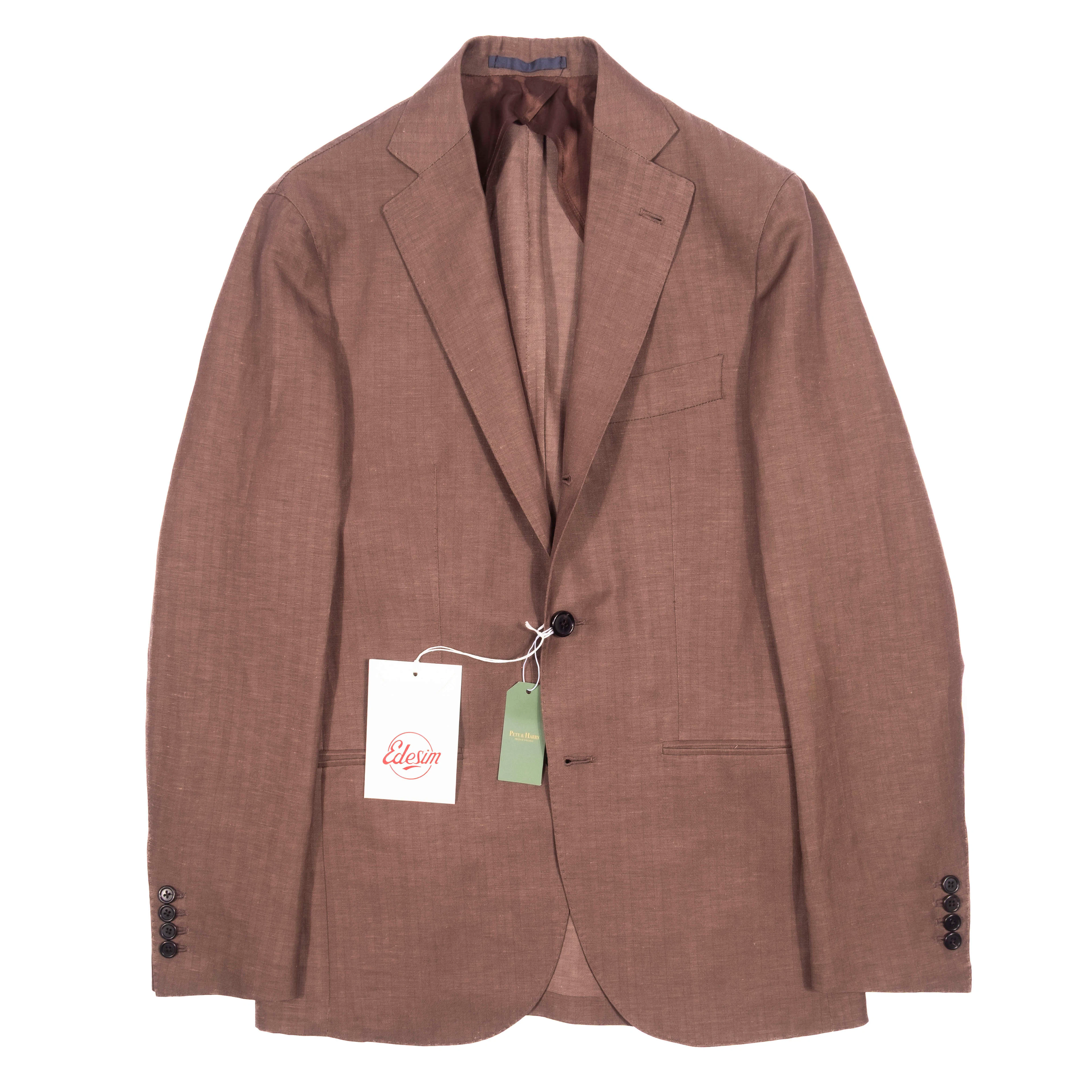 Neapolitan Hand Tailored Brown Herringbone Sport Coat 50