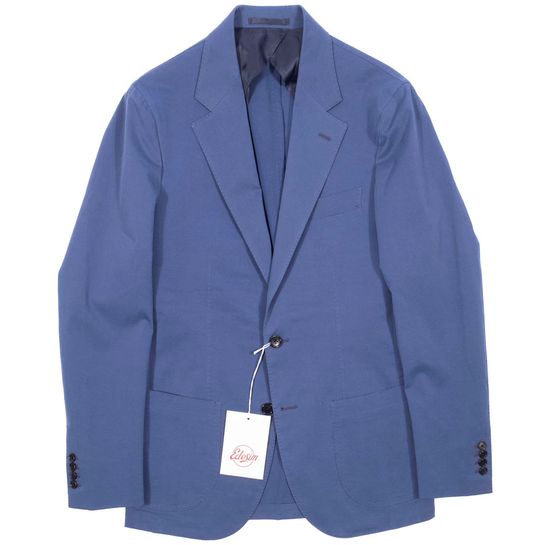 Neapolitan Hand Tailored Blue Cotton Sport Coat, 50