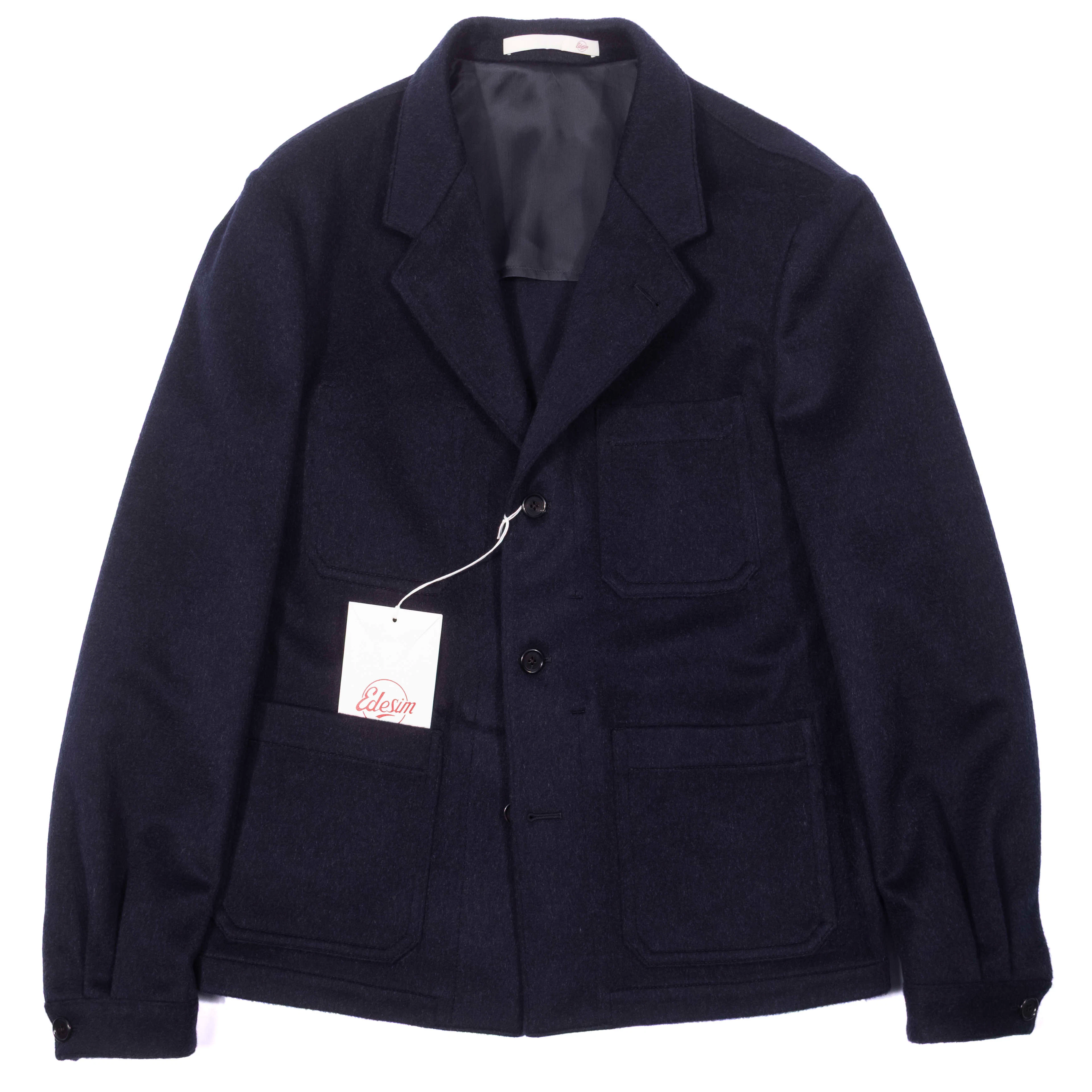 Neapolitan Hand Tailored Navy Cashmere/Wool Utility Jacket Sz 54