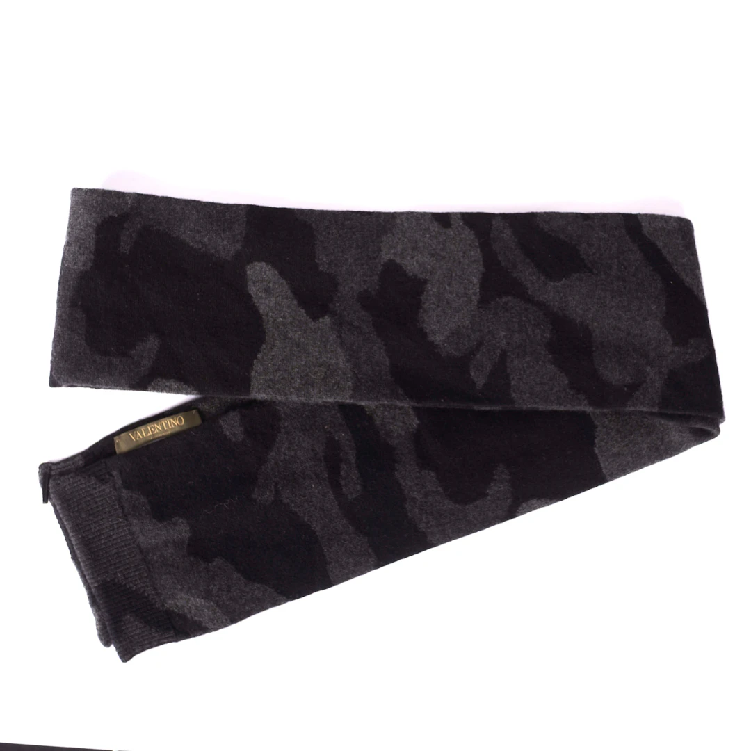 Grey Cashmere Camo Scarf