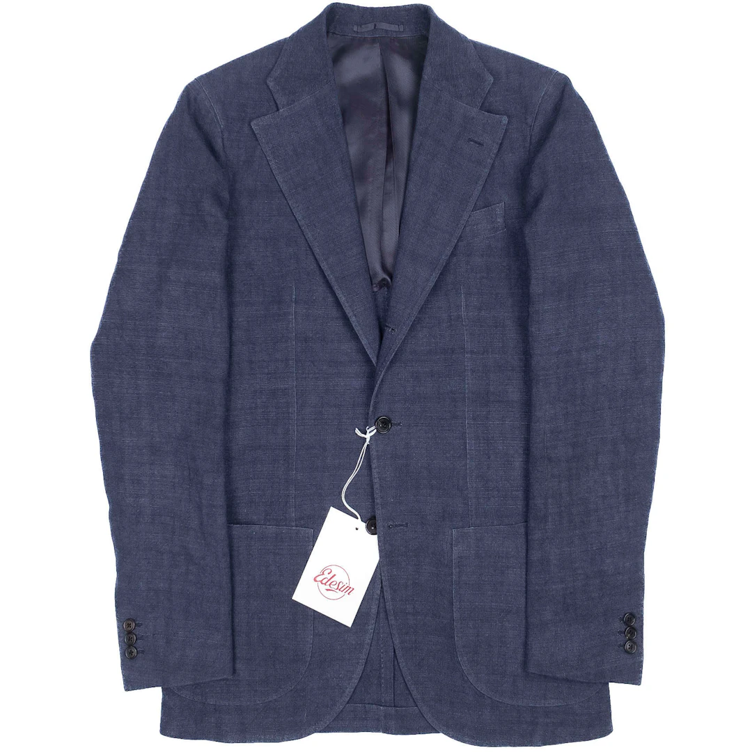 Neapolitan Hand Tailored Blue Hemp Sunrise Capsule Collection Sport Coat Sz 46