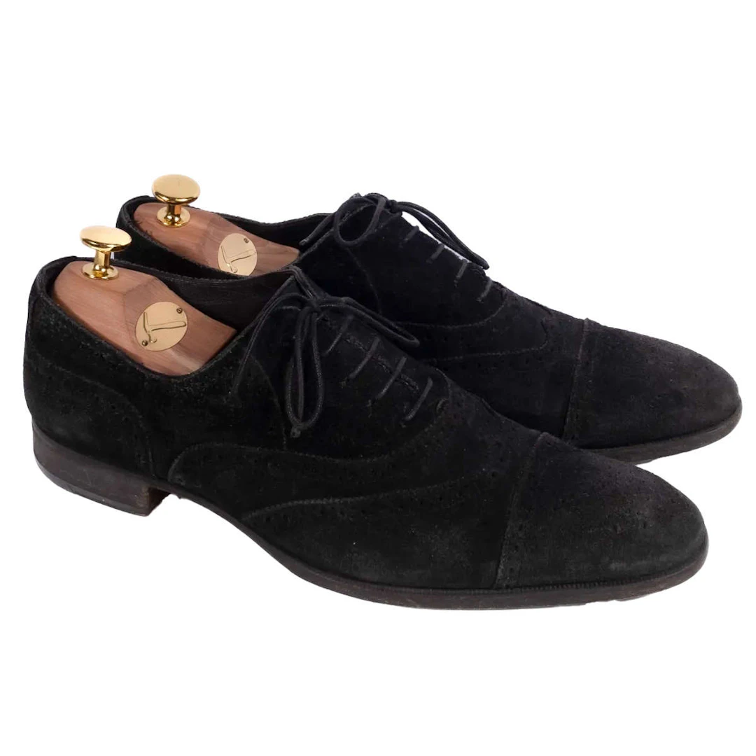 Yves Saint Laurent Black Suede Oxfords Sz 40.5 (EU)