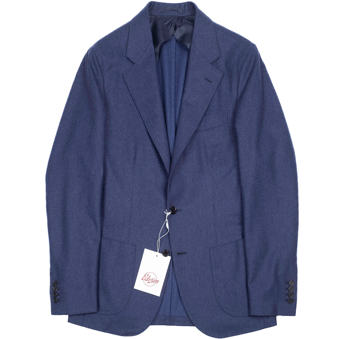 Neapolitan Hand Tailored Blue Flannel Sport Coat, 48