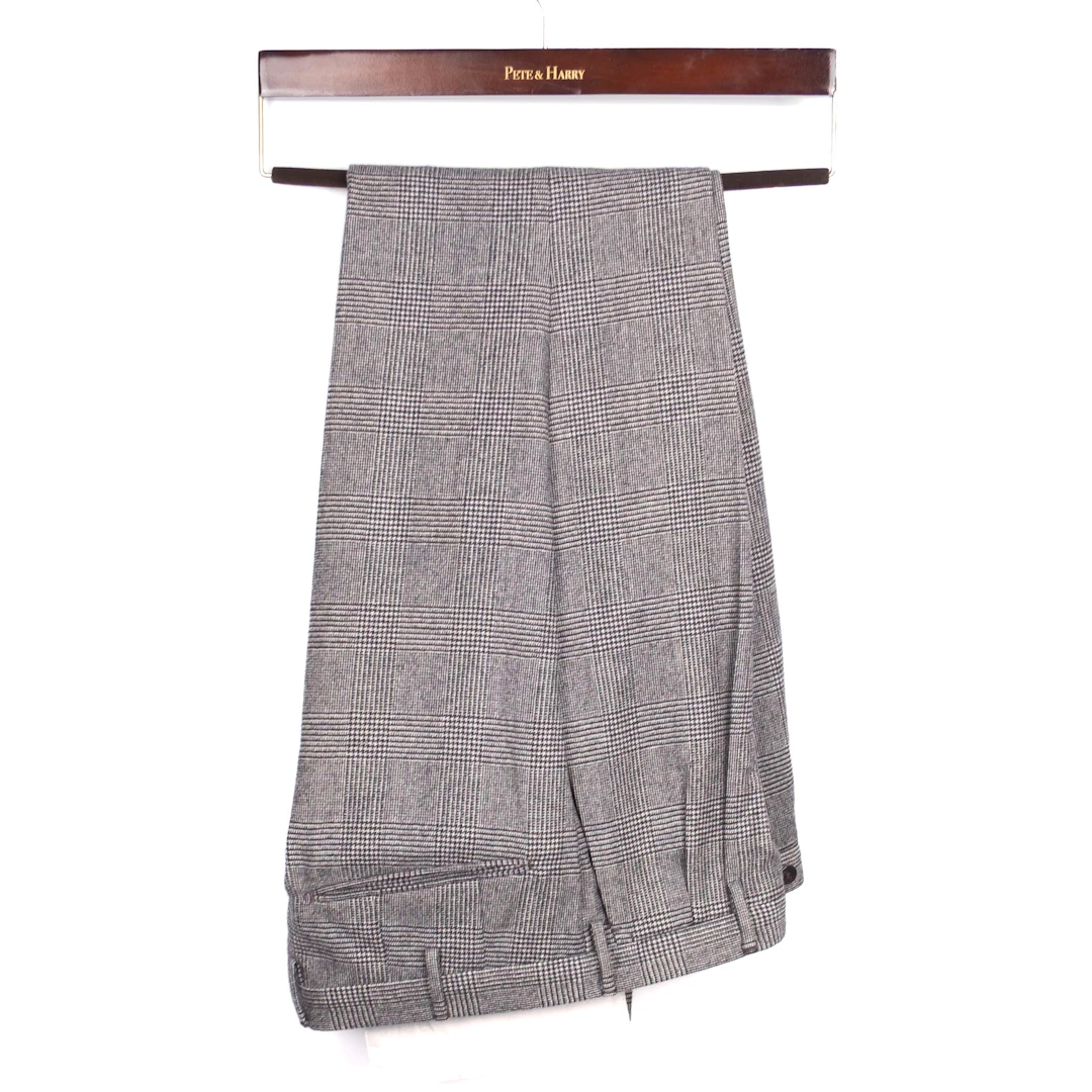Grey Checked Wool Dress Trousers