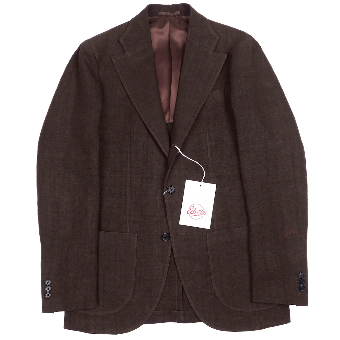 Neapolitan Hand Tailored Brown Hemp Sunrise Capsule Collection Sport Coat Sz 46