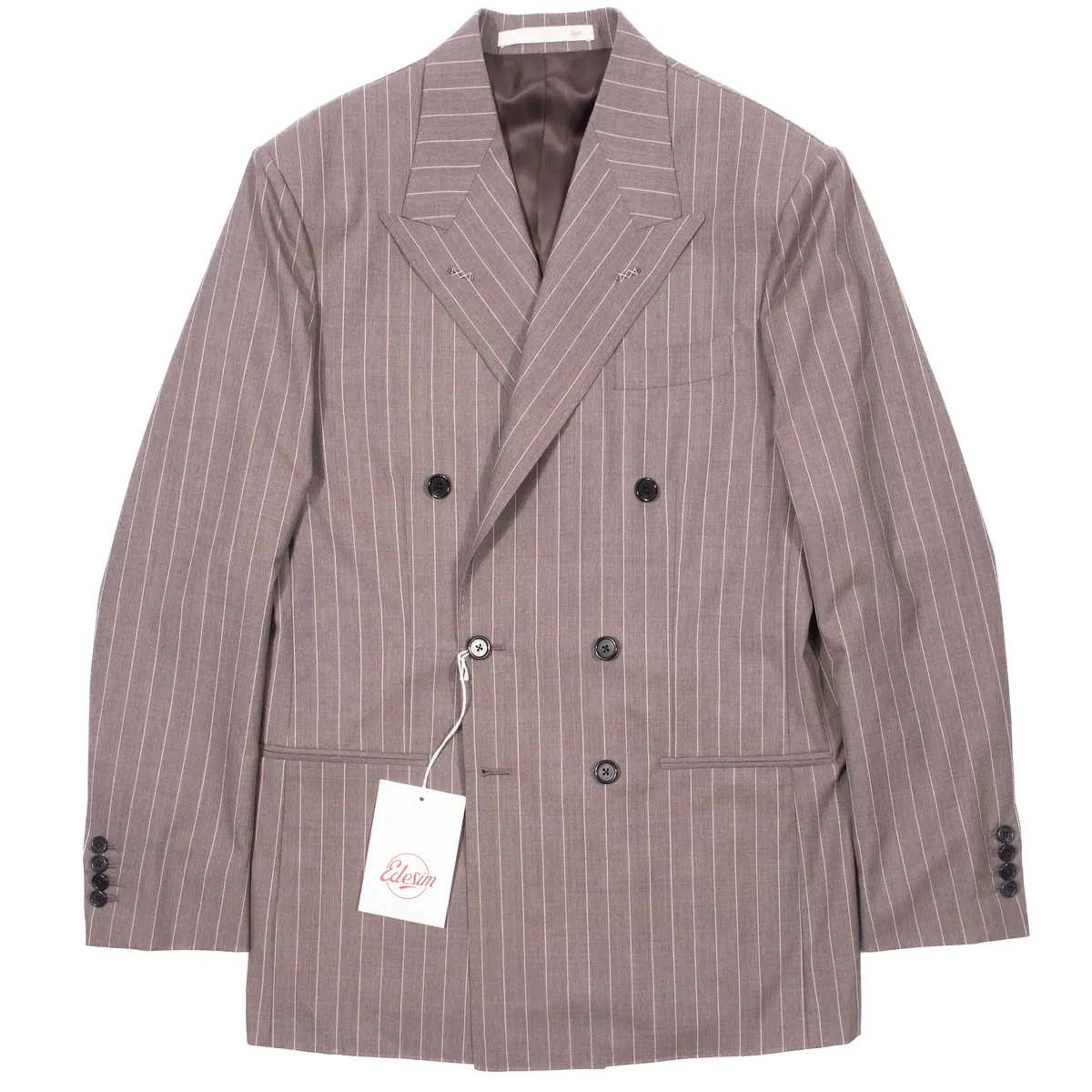 Neapolitan Hand Tailored Grey Chalk Striped Double Breasted Vitale