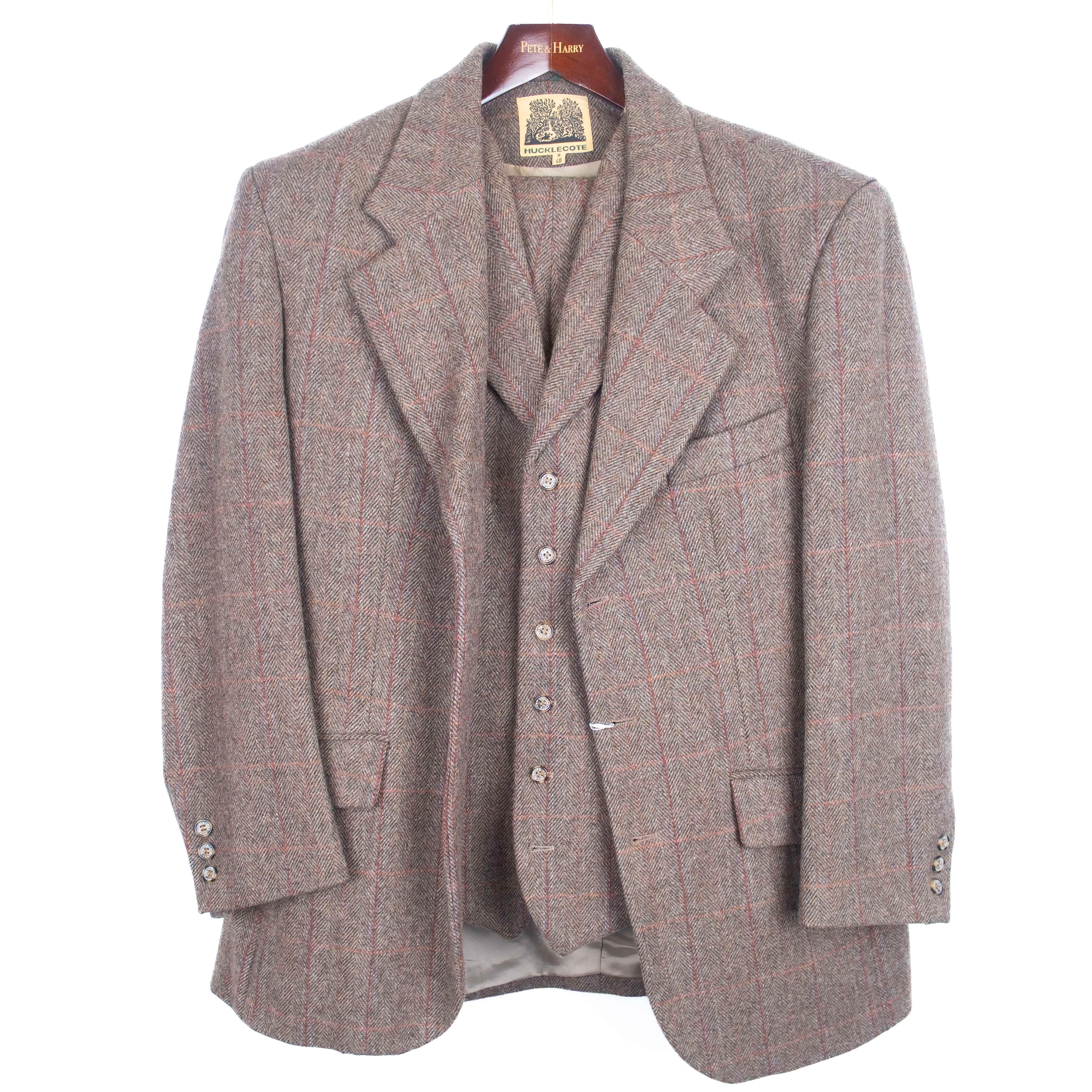 Brown Windowpane Checked Tweed Hunting Suit with Breeks