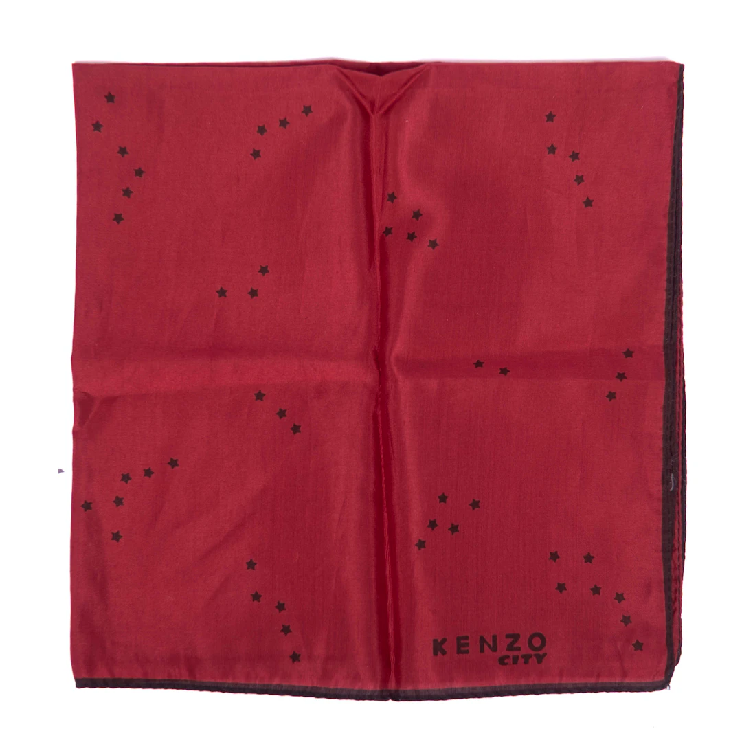 Red Pocket Square with Black Stars