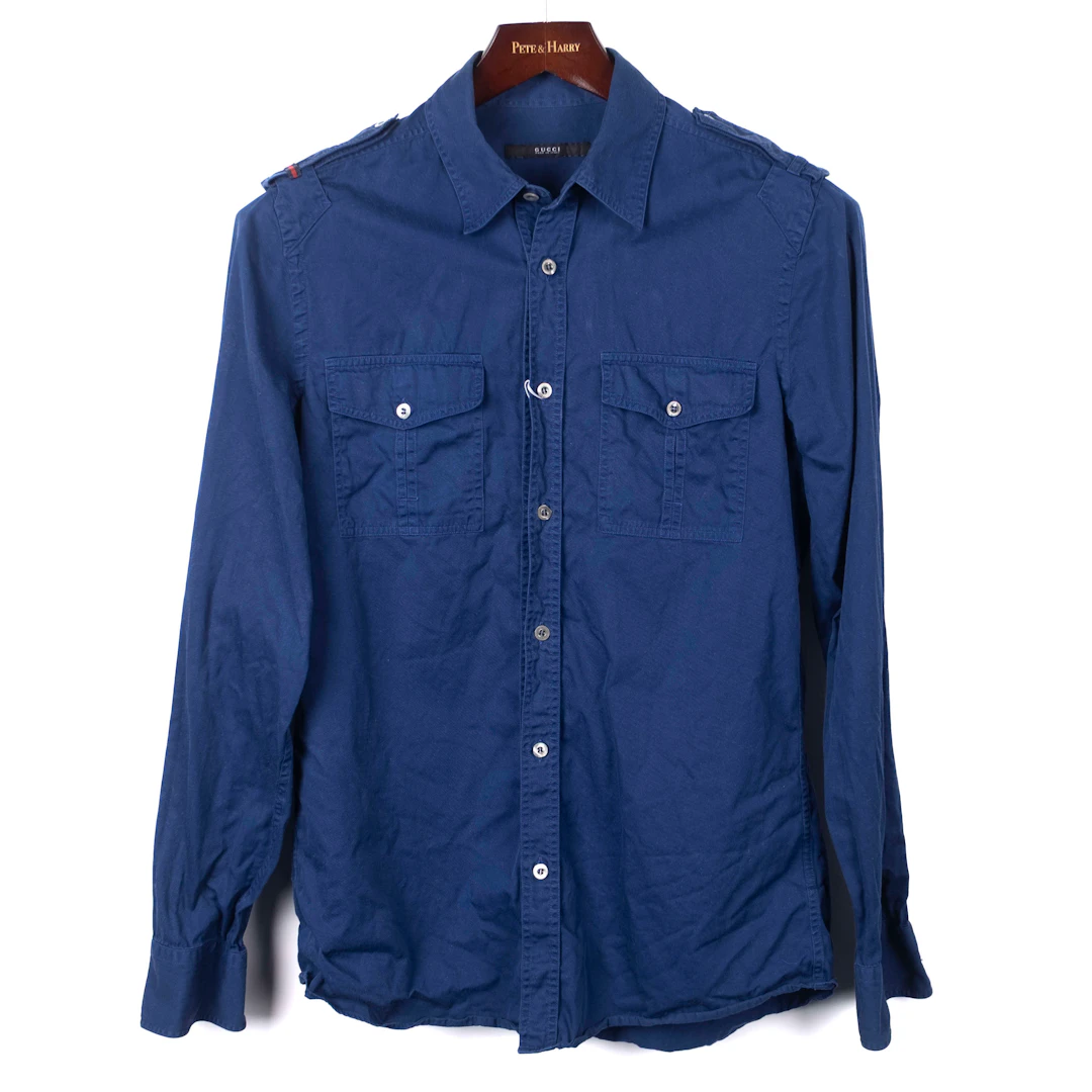 Blue Gucci Military-inspired Shirt