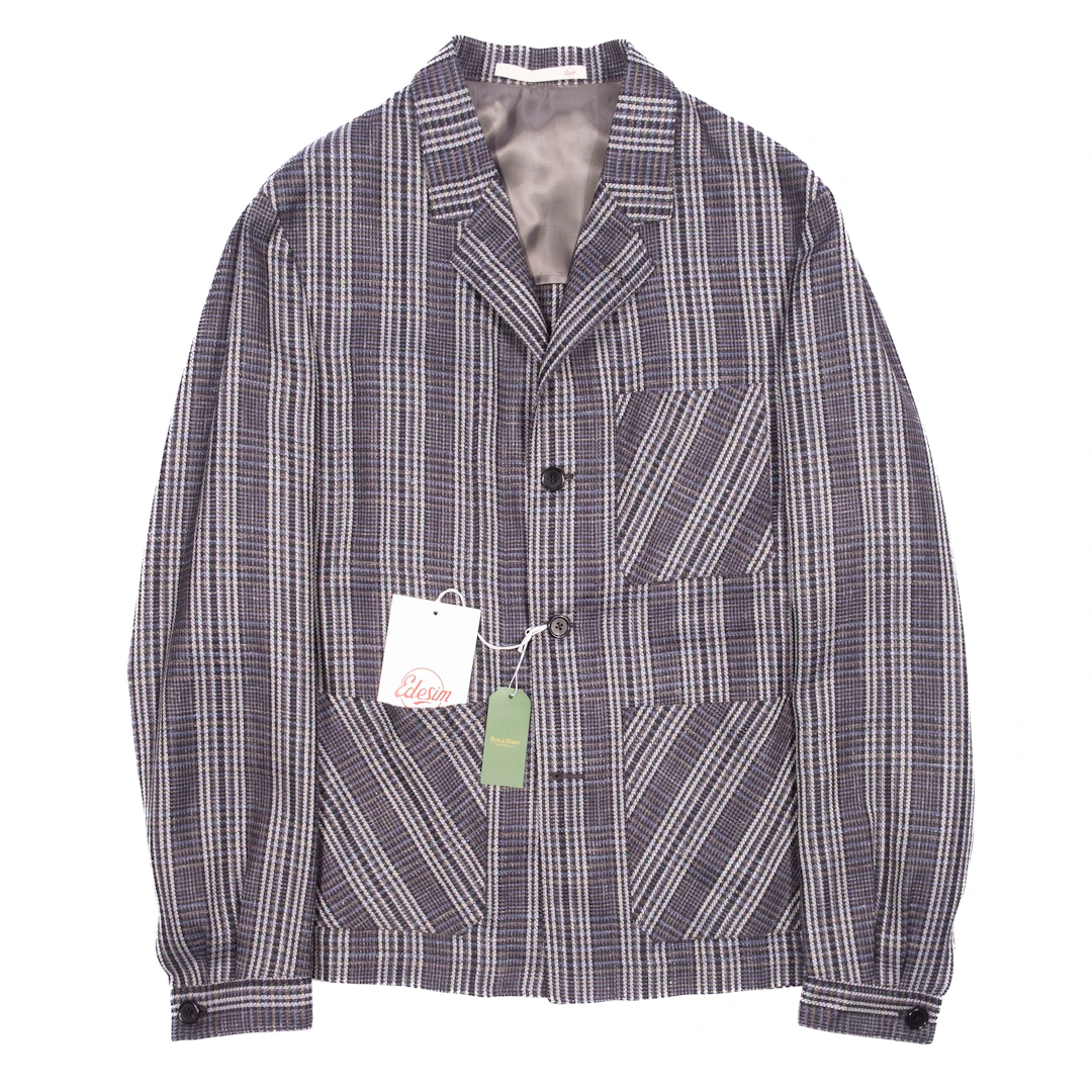 Neapolitan Hand Tailored Check Utility Jacket Sz 50