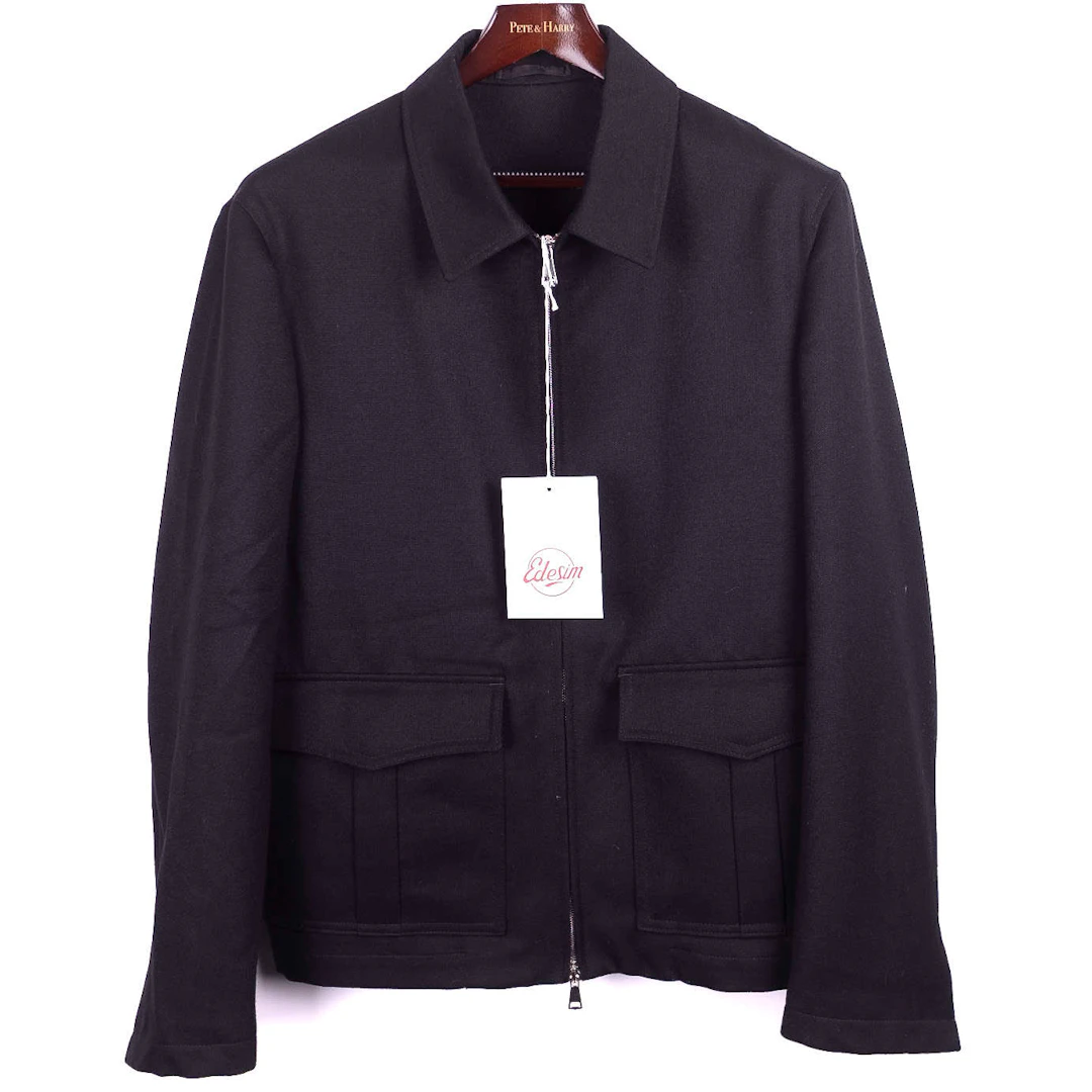 Neapolitan Hand Tailored Black Dugdale Wool Jacket Sz 44