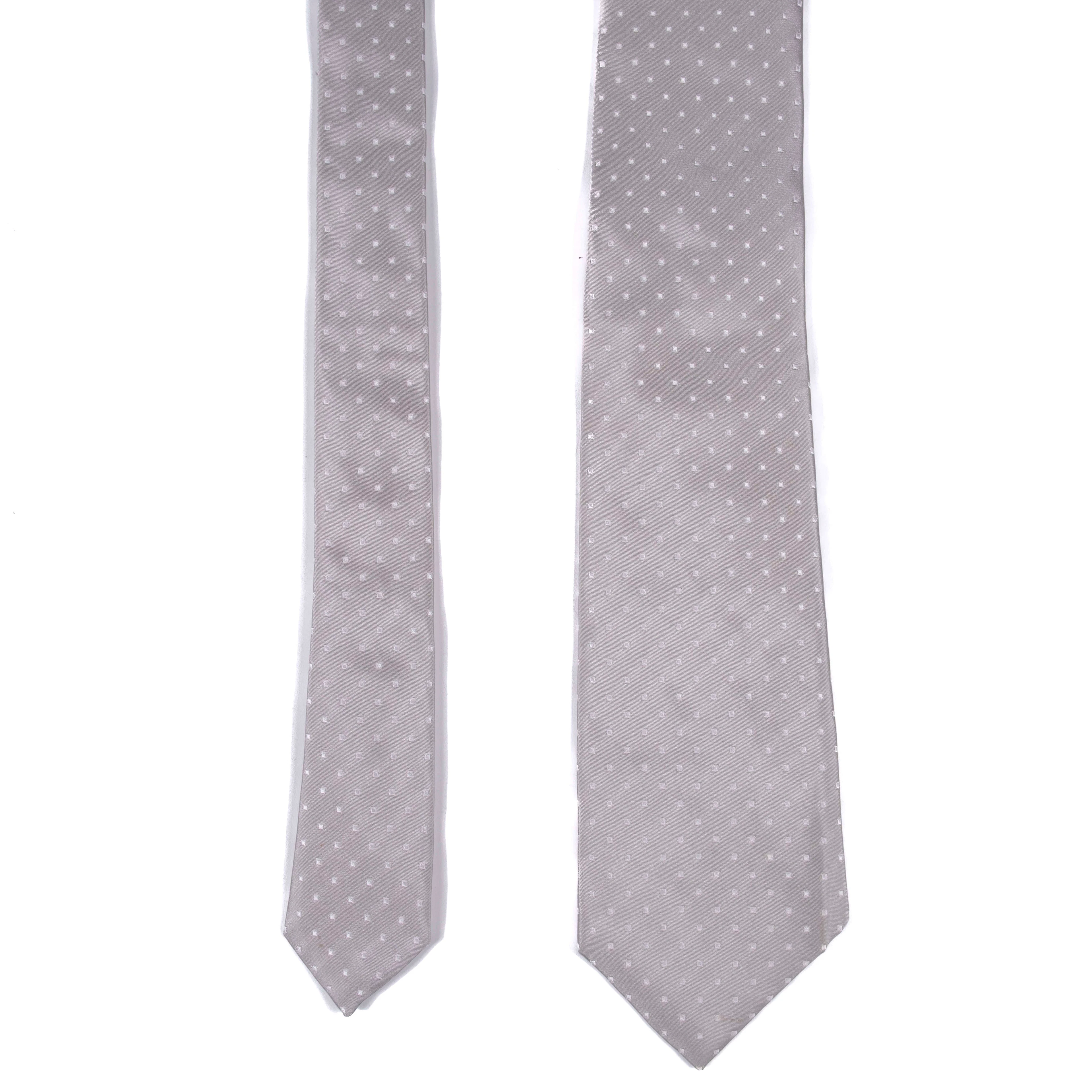 Borrelli Napoli Grey with White Polka Dots Tie