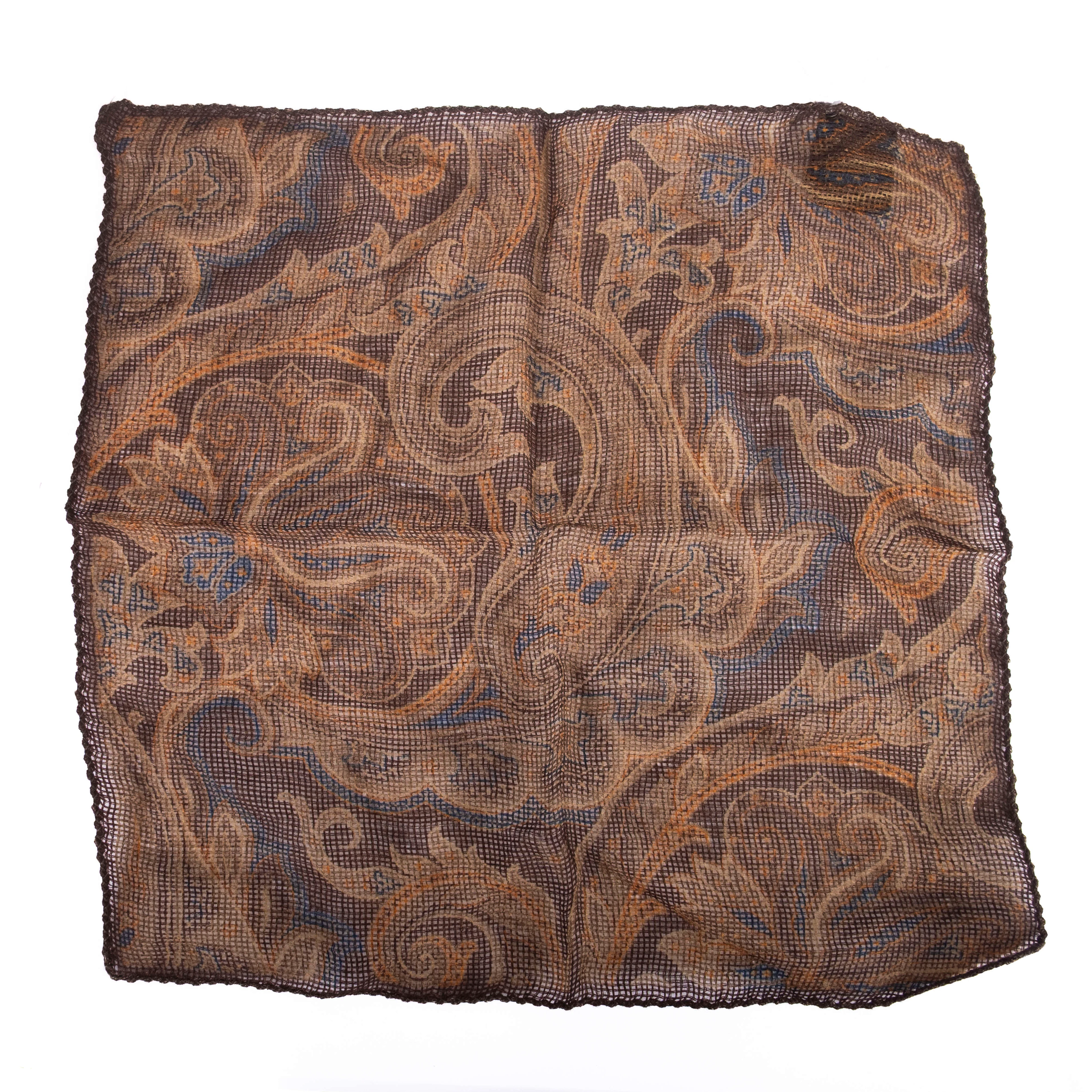 Brown Paisley Pocket Square