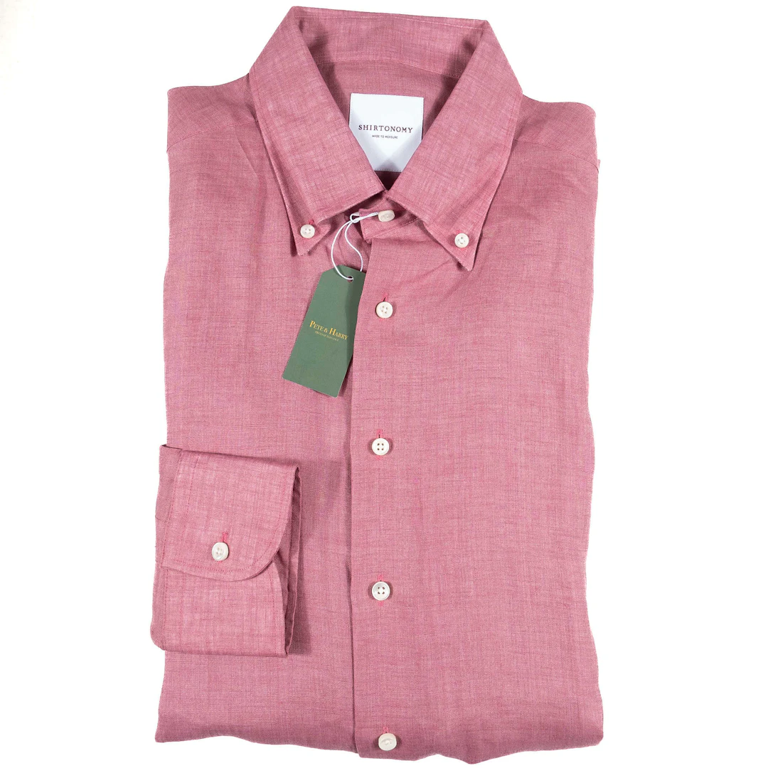 Pink Buttondown Linen Shirt Sz 44.5