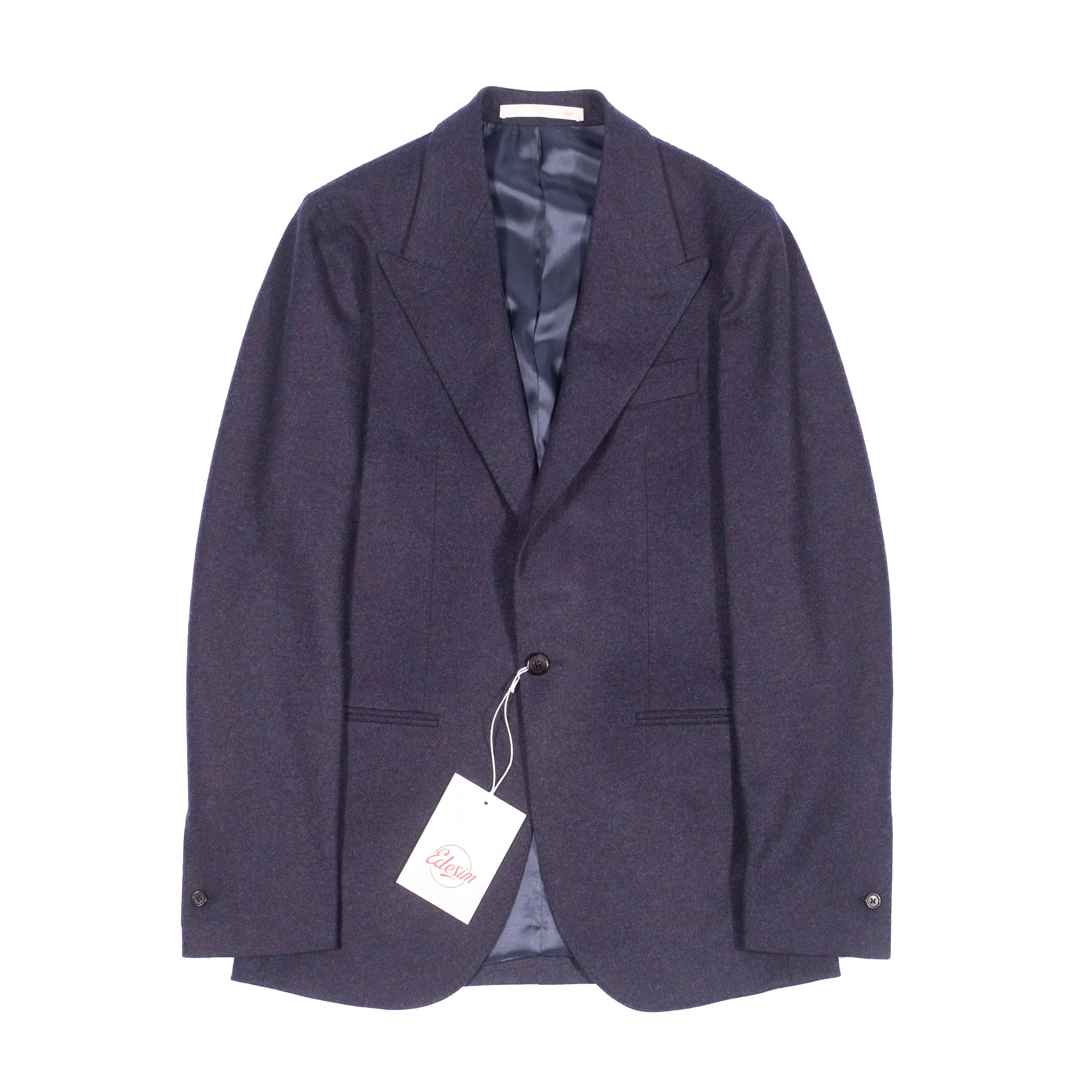 Neapolitan Hand Tailored Navy Drapers Flannel Peak Lapel Sport Coat Sz 48