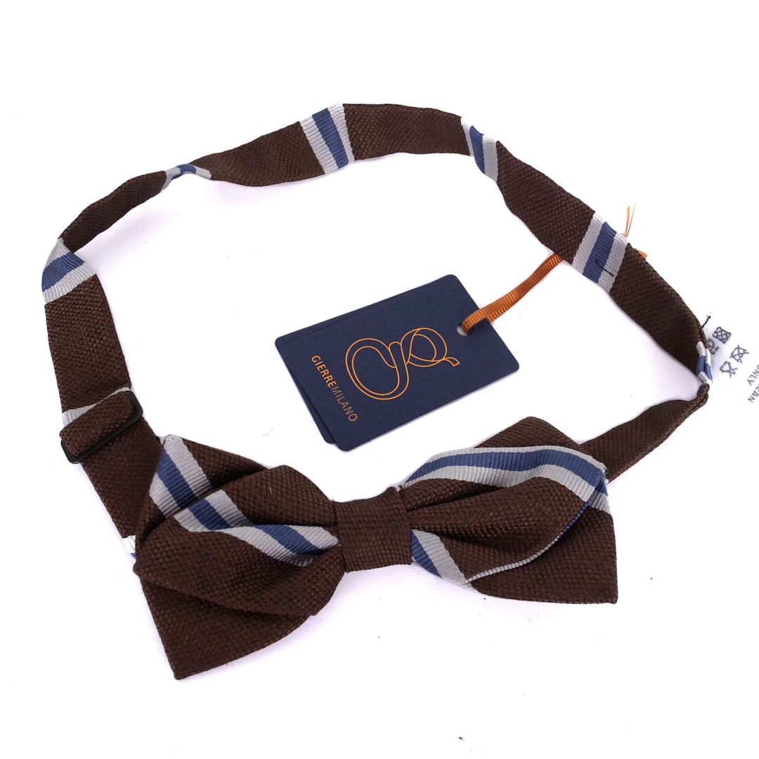 Brown Striped Bow Tie