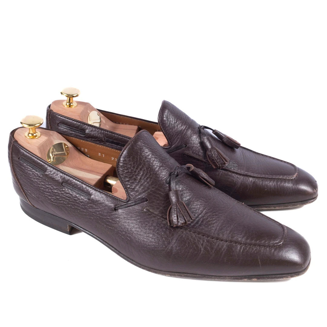 Corneliani Brown Leather Tassel Loafers