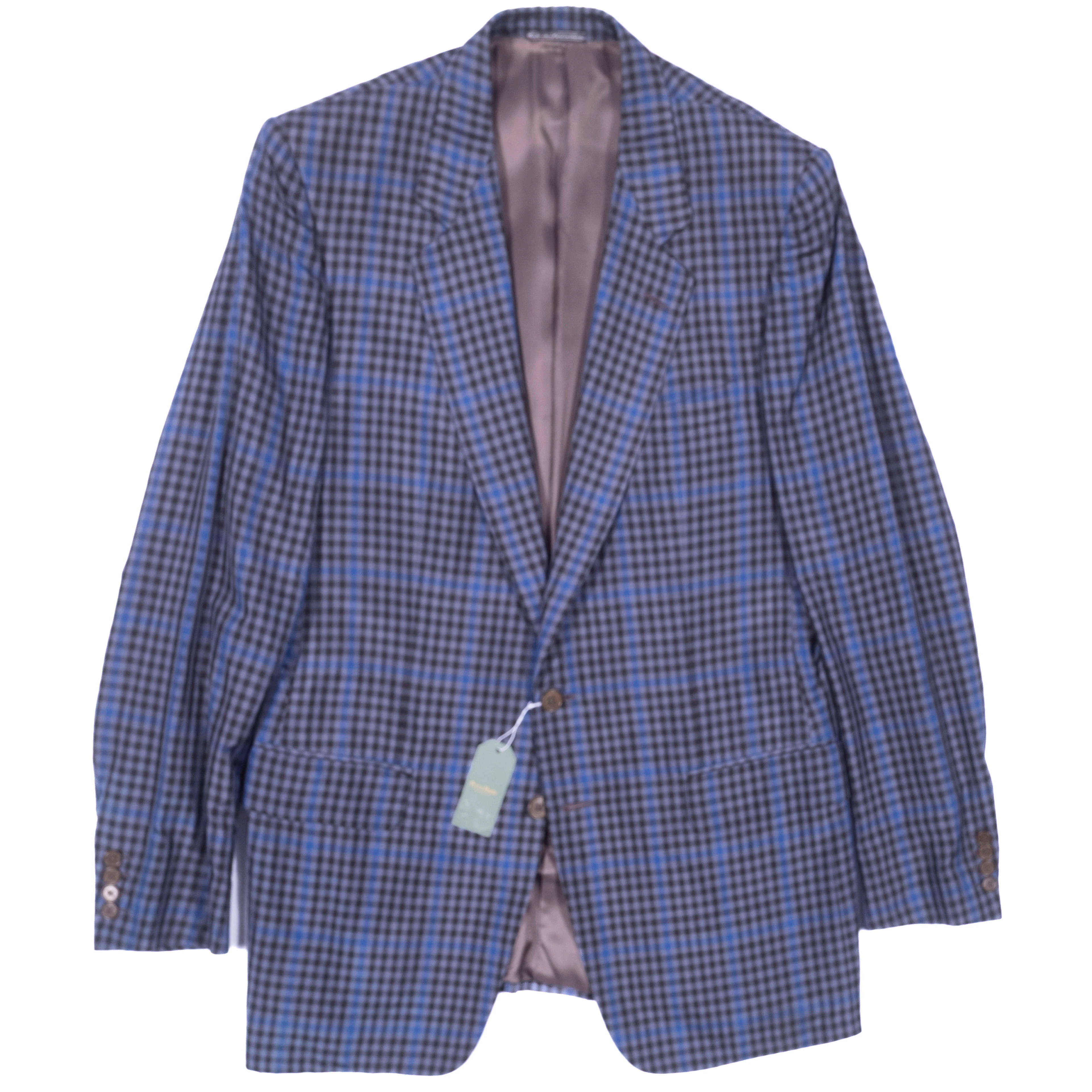Ermenegildo Zegna Blue Checks Silk Blazer Sz 52