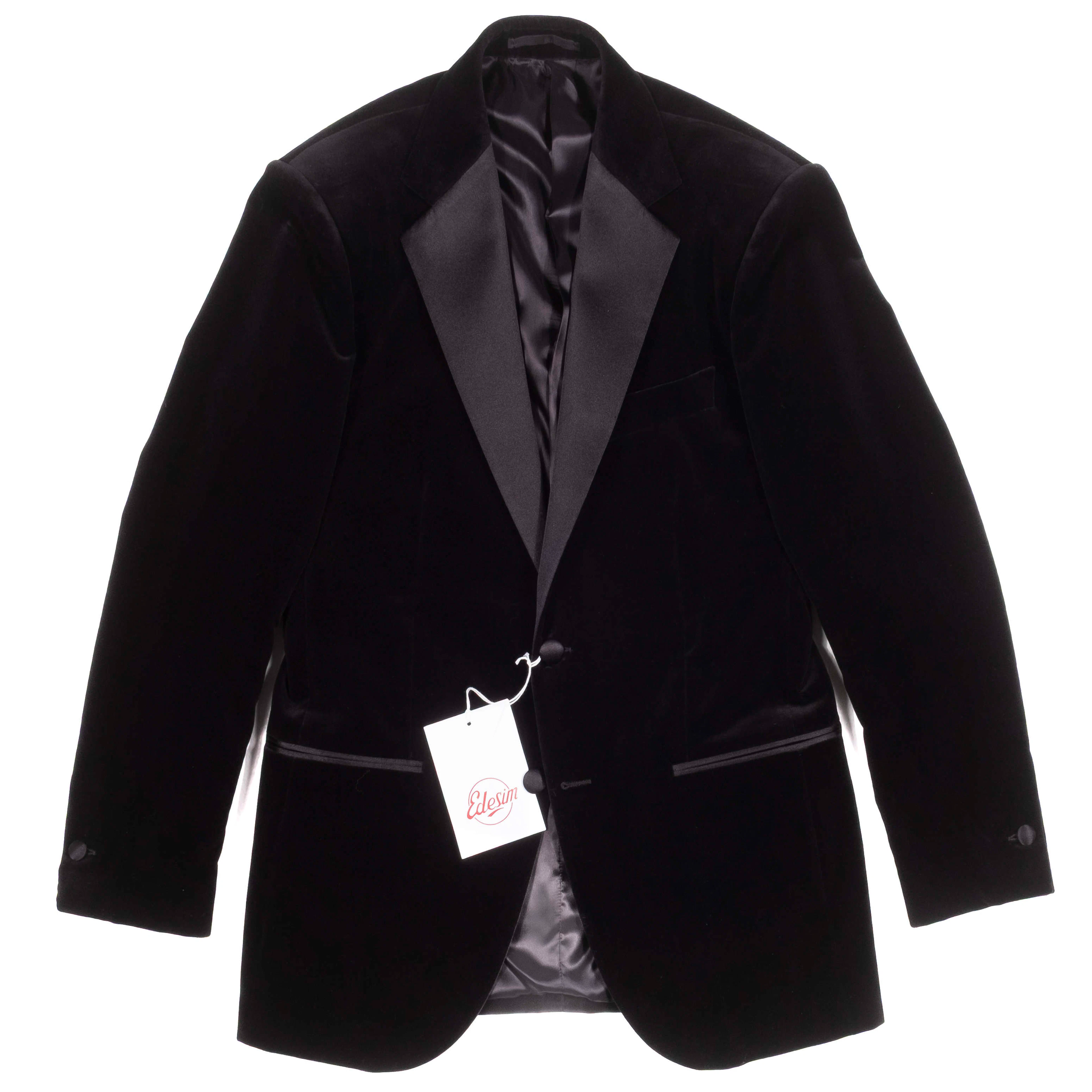 Neapolitan Hand Tailored Black Velvet Notch Lapel Blazer