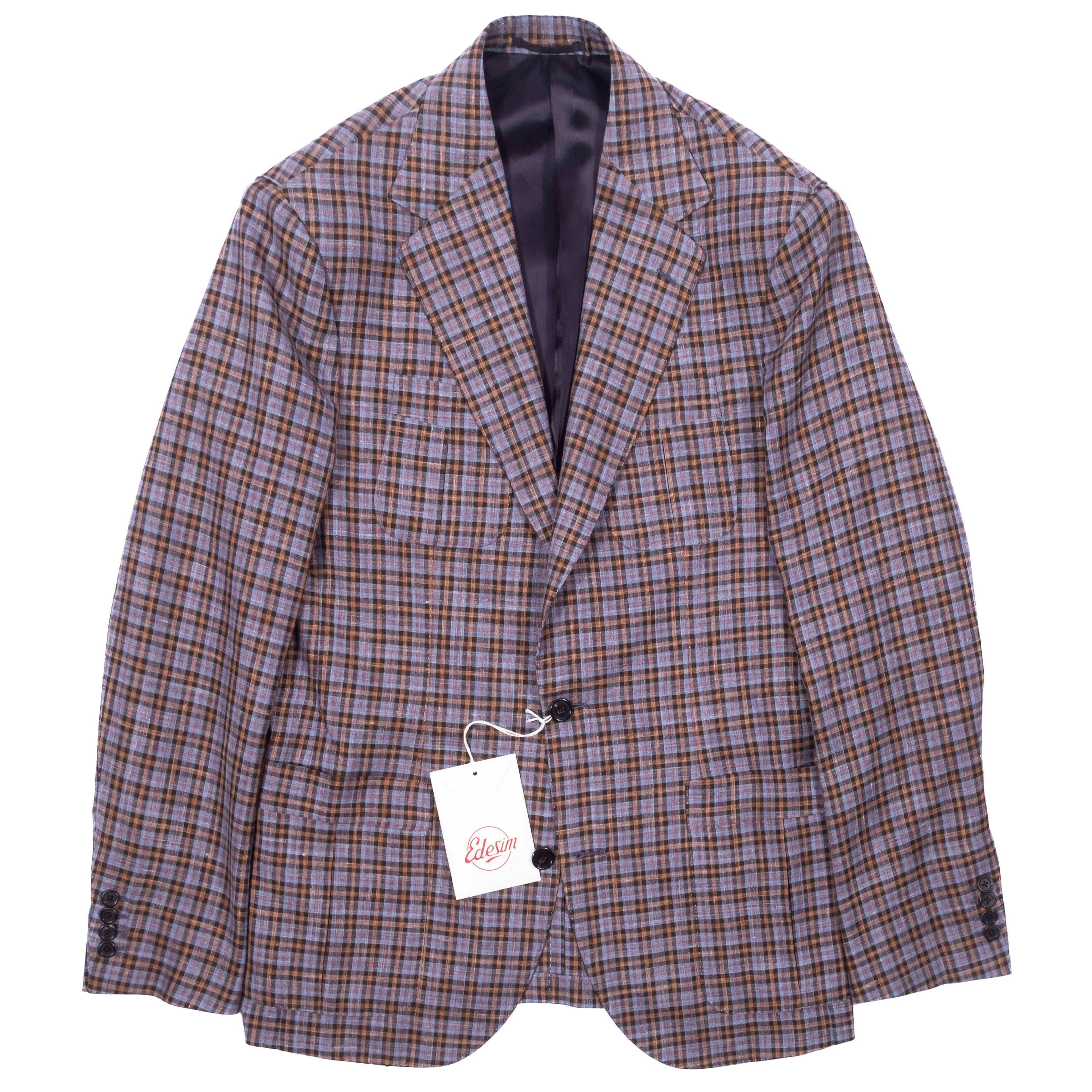 Neapolitan Hand Tailored Blue, Beige and Red Checks Summer Wool Sport