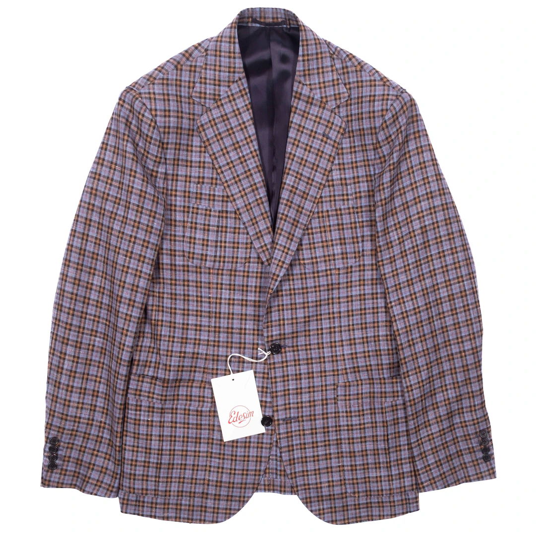 Neapolitan Hand Tailored Blue, Beige and Red Checks Summer Wool Sport