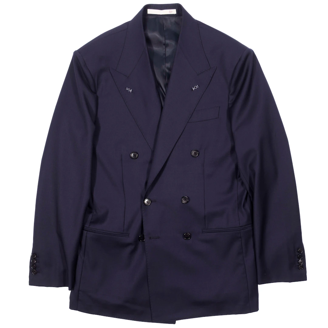 Neapolitan Hand Tailored Navy Double Breasted Drapers Wool Sport Coat 44