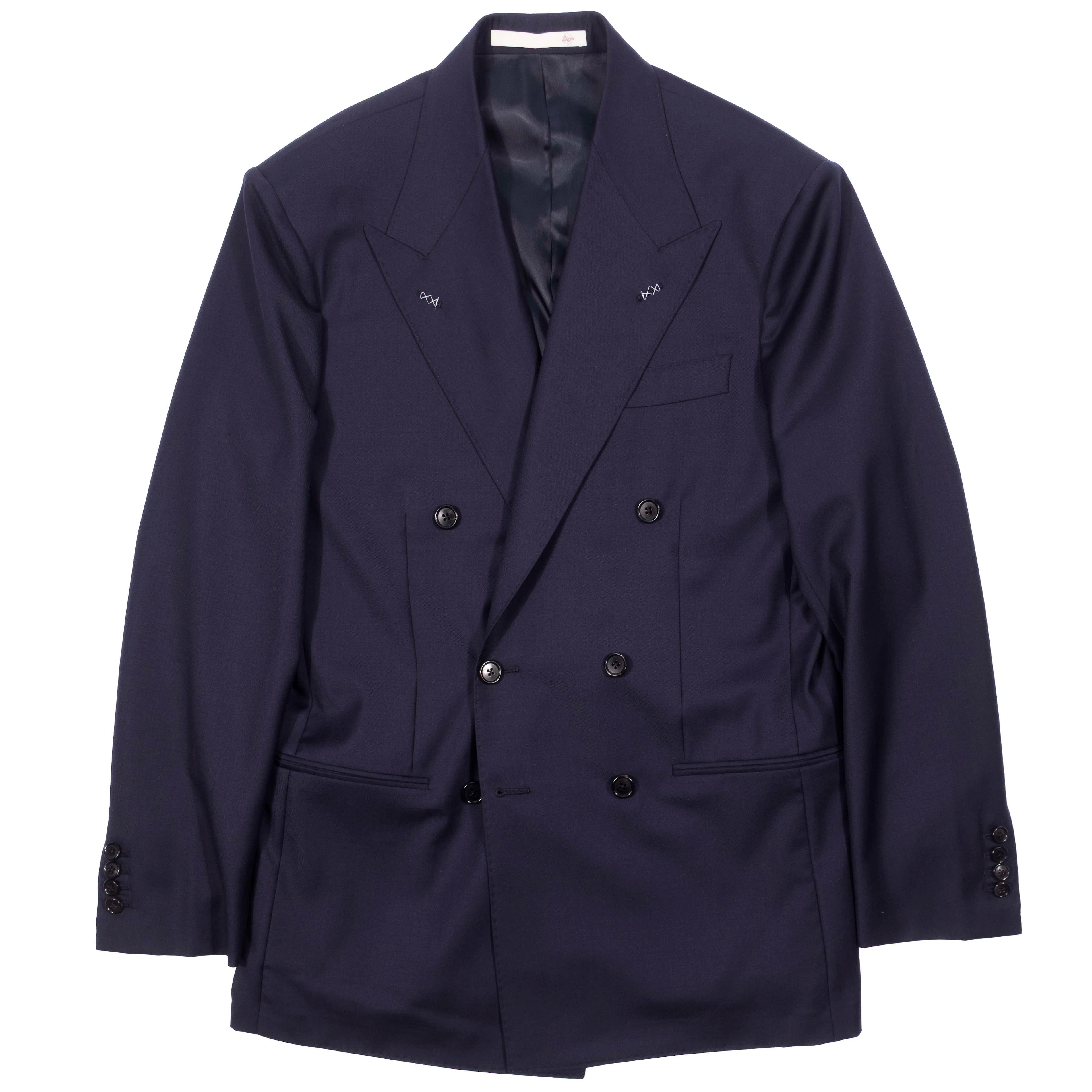 Neapolitan Hand Tailored Navy Double Breasted Drapers Wool Sport Coat 44