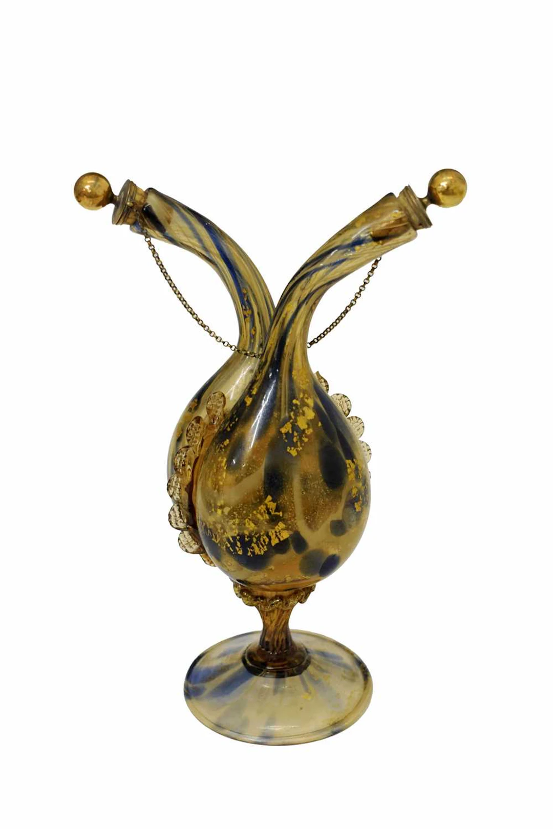 Late 19th century or early 20th century glass twin-necked cruet