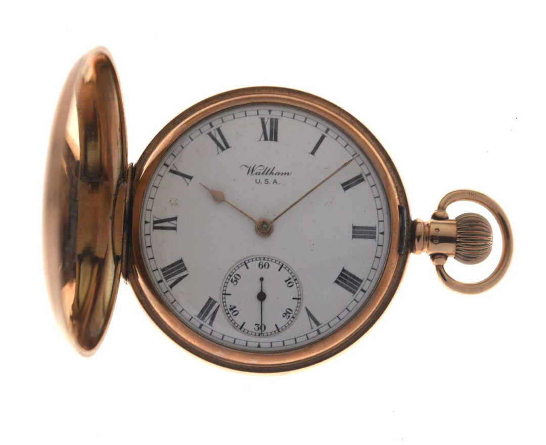 Waltham - George V 9ct gold full hunter pocket watch