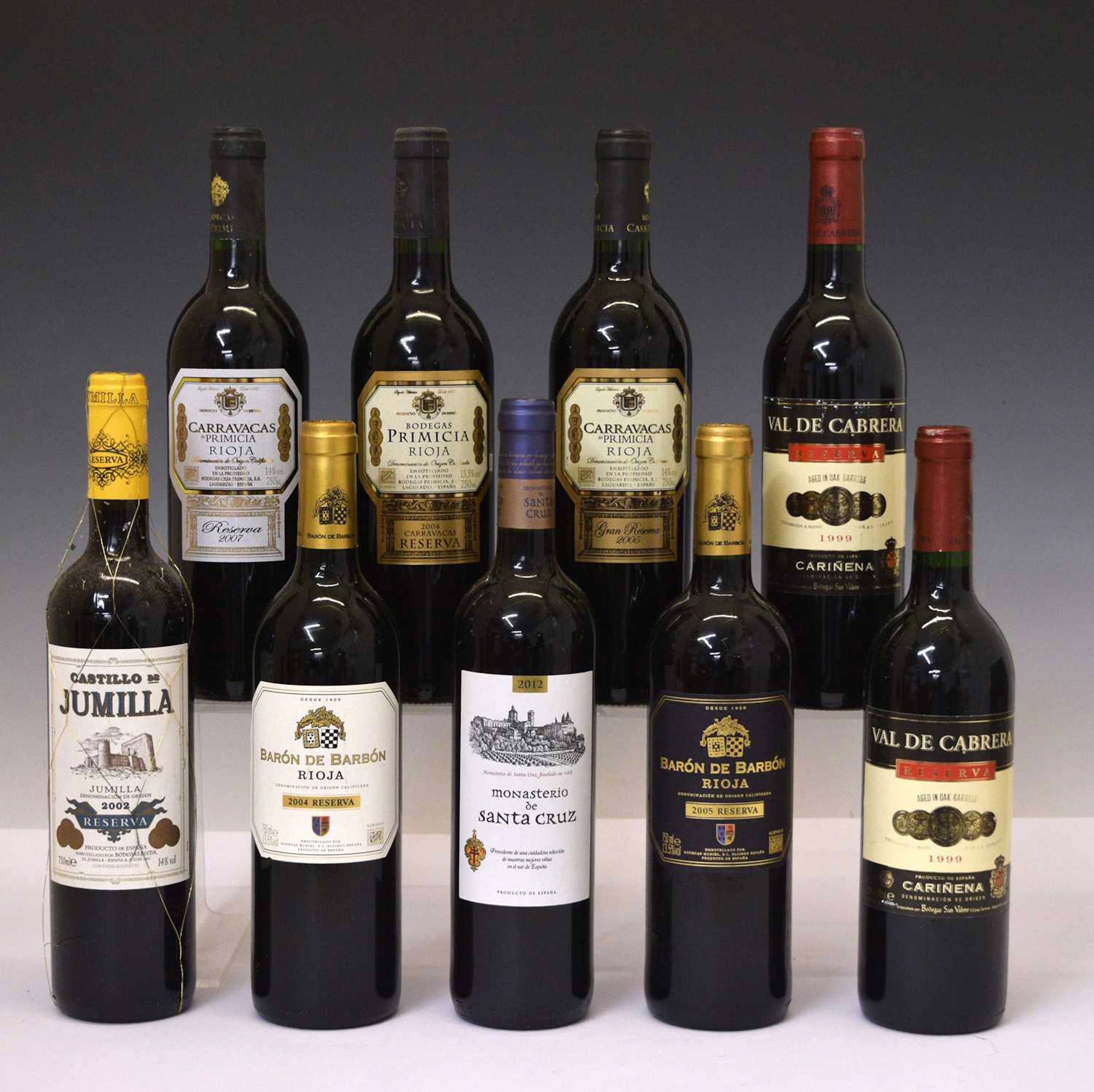 Spanish red table wine, 9 bottles