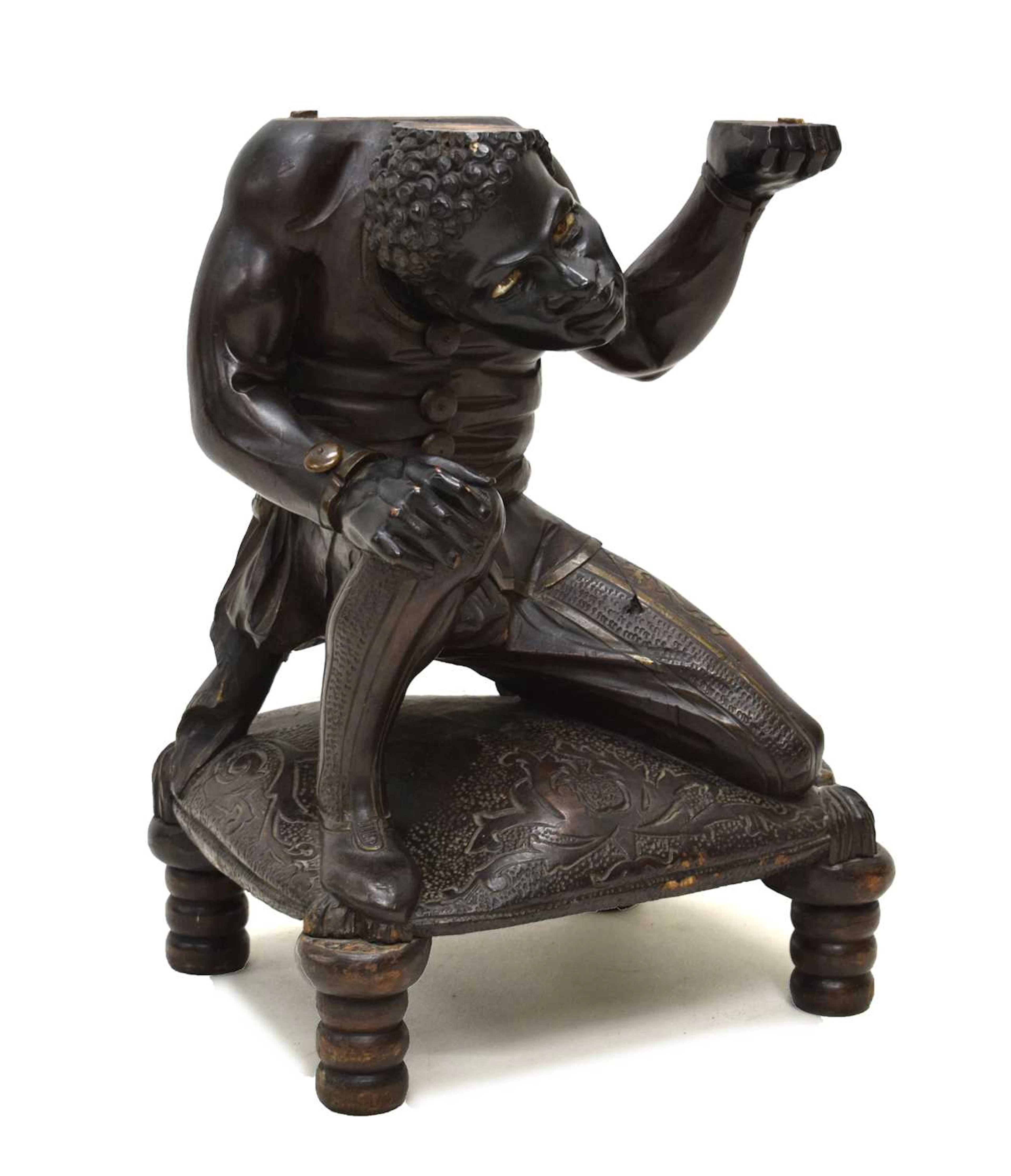 19th century Italian carved fruitwood figural stand or table base