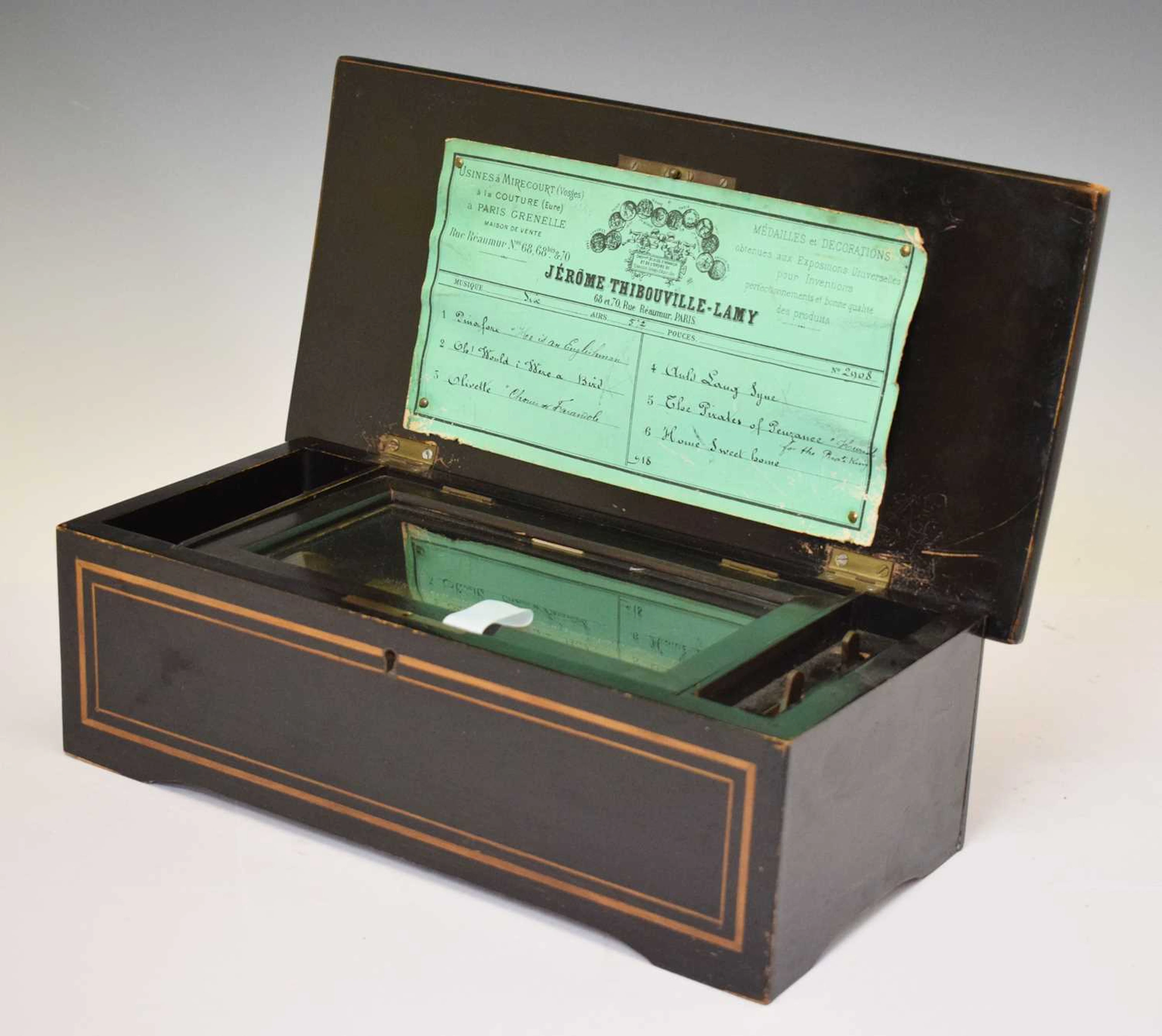 Late 19th century inlaid cylinder musical box, Jerome Thibouville-Lamy