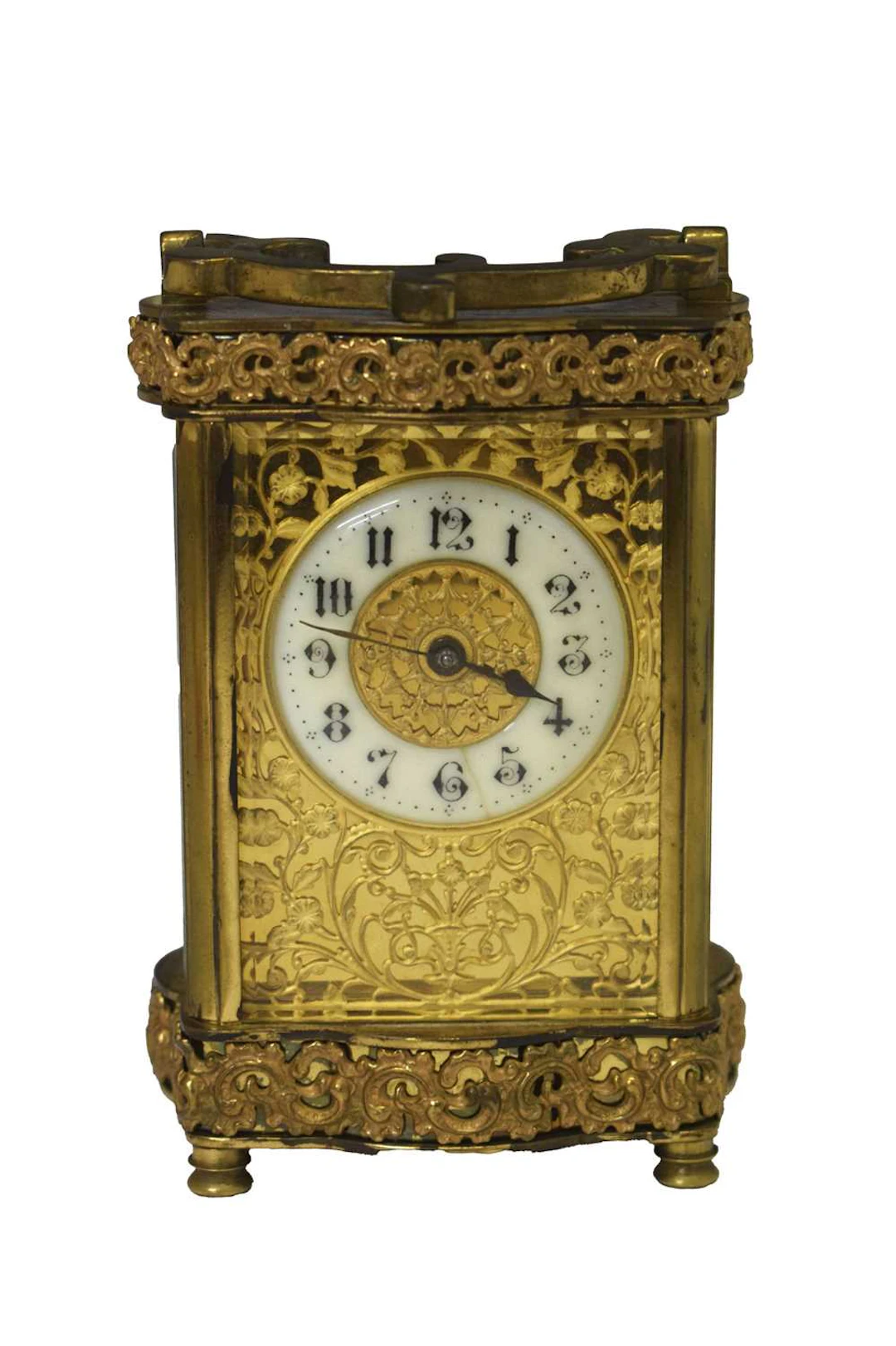 Early 20th century French brass carriage timepiece