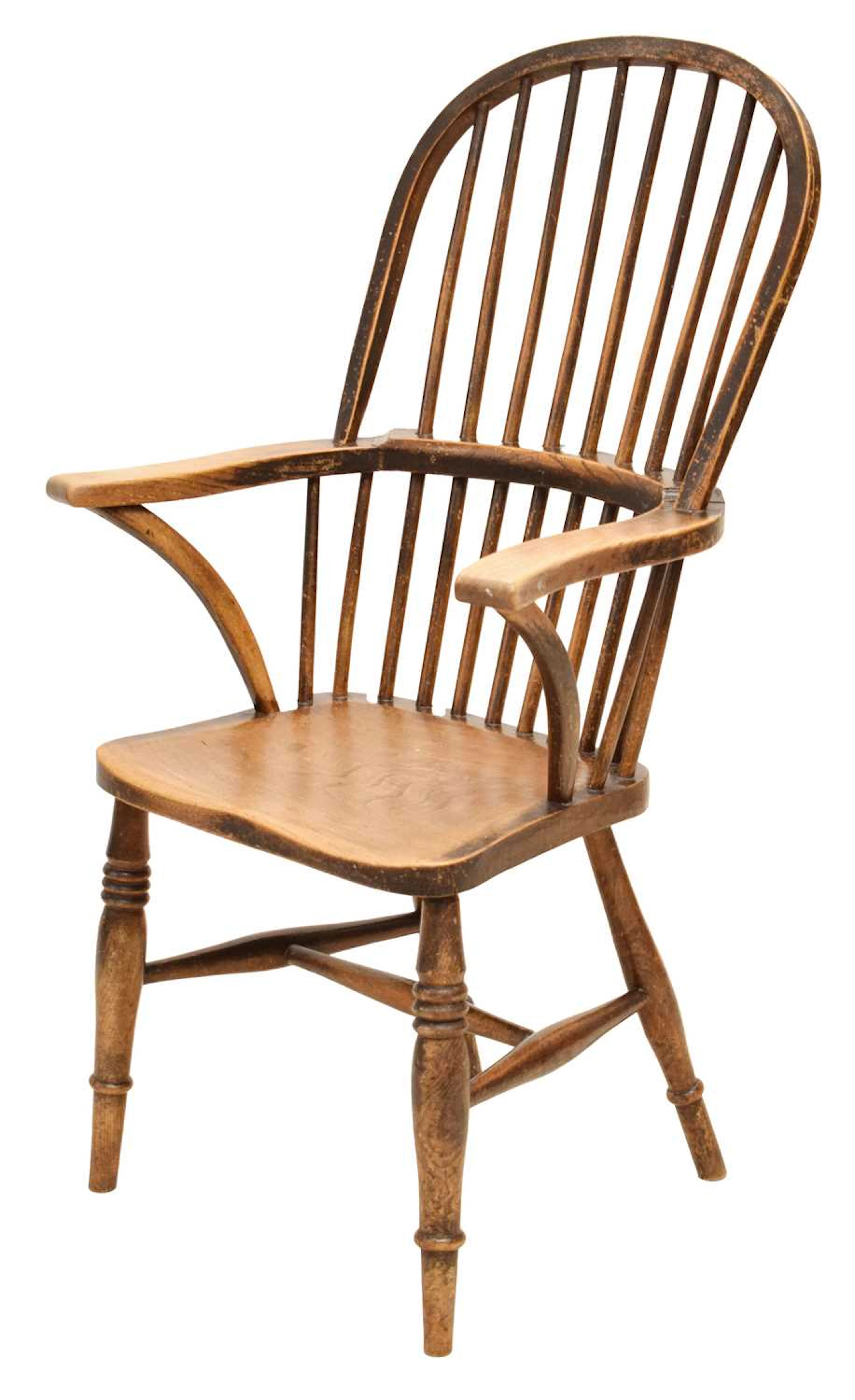Mid 19th century ash, elm, and fruitwood hoop back Windsor chair
