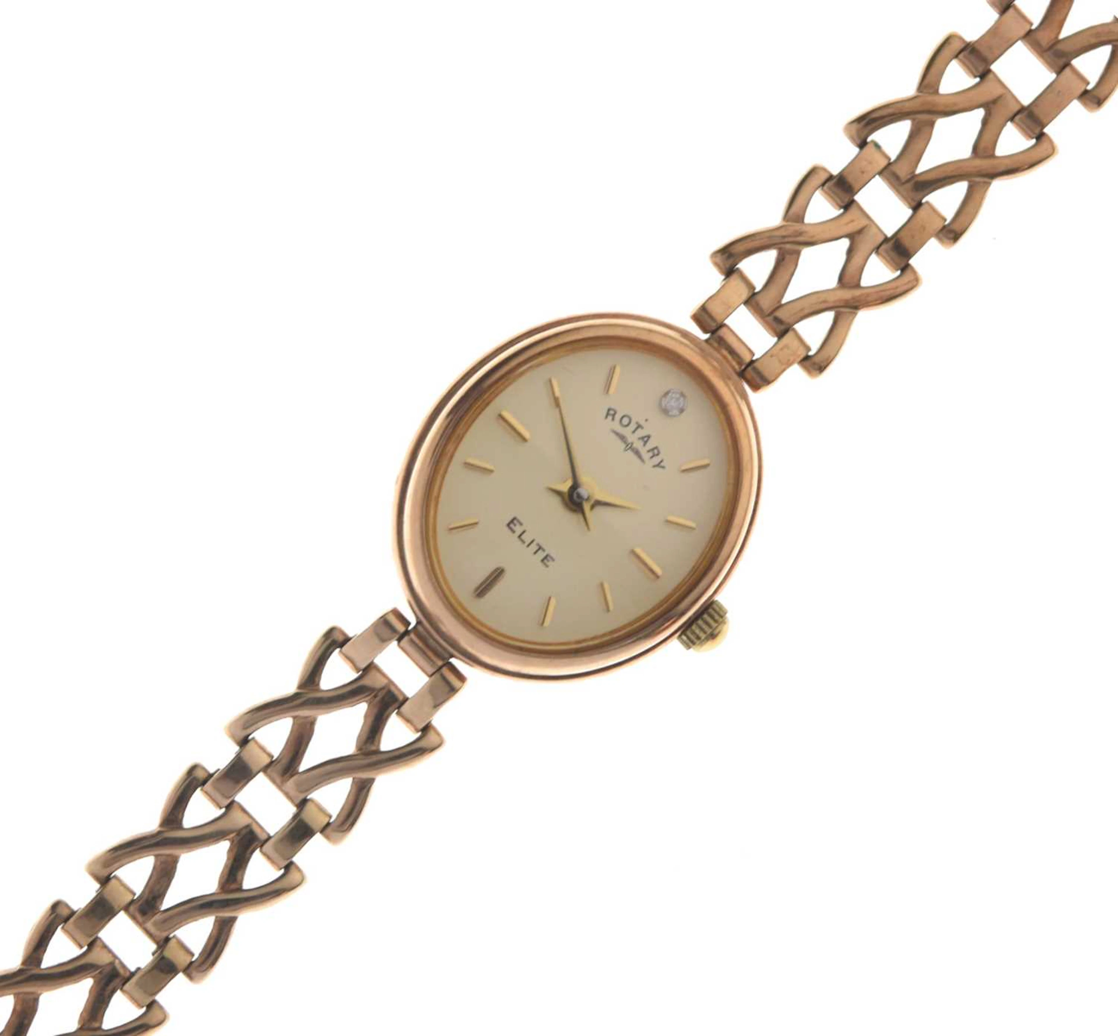 Rotary - Lady's Elite 9ct gold bracelet watch