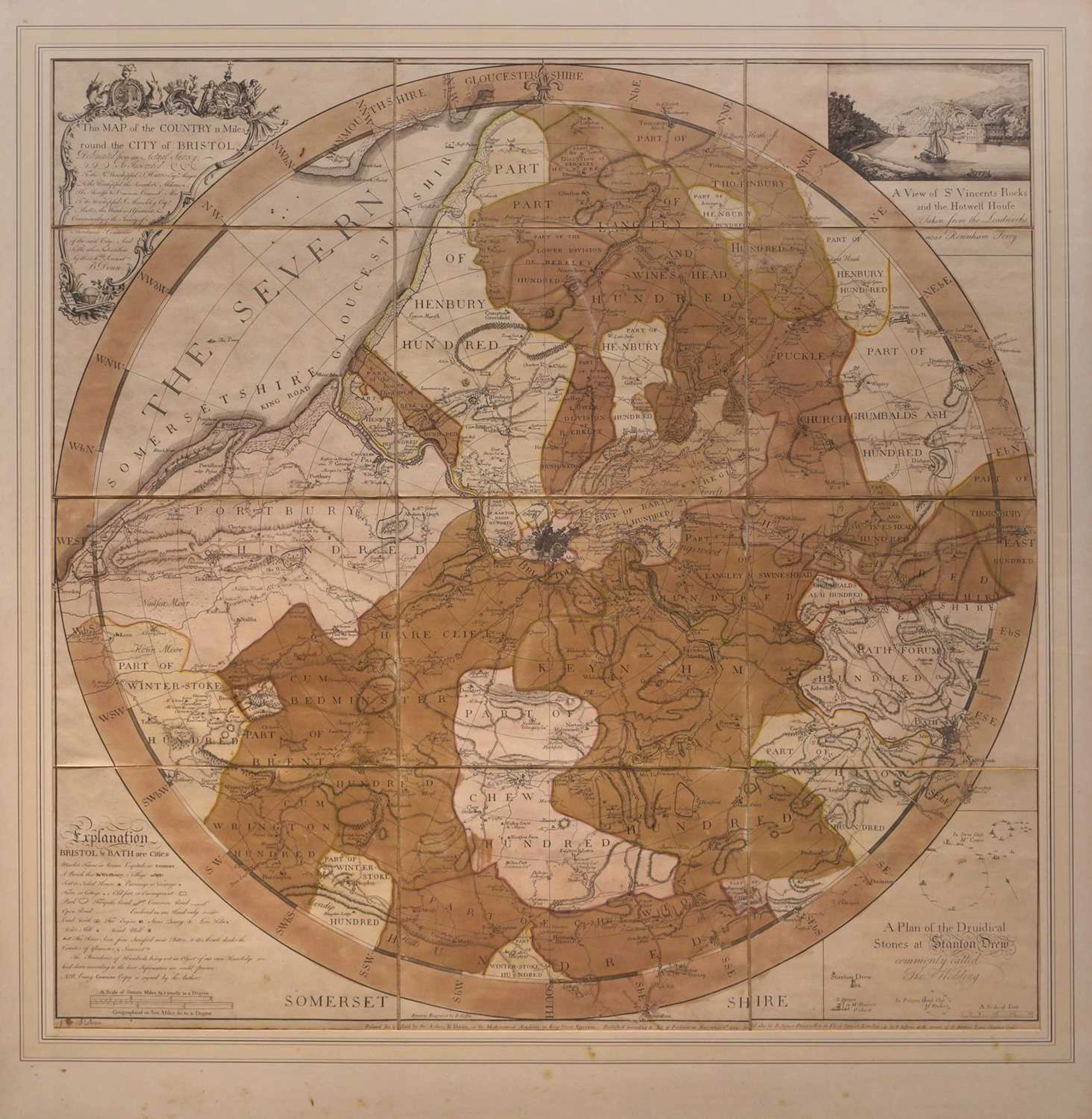 Benjamin Donn - 'Map of the Country 11 miles round the city of Bristol', 1769