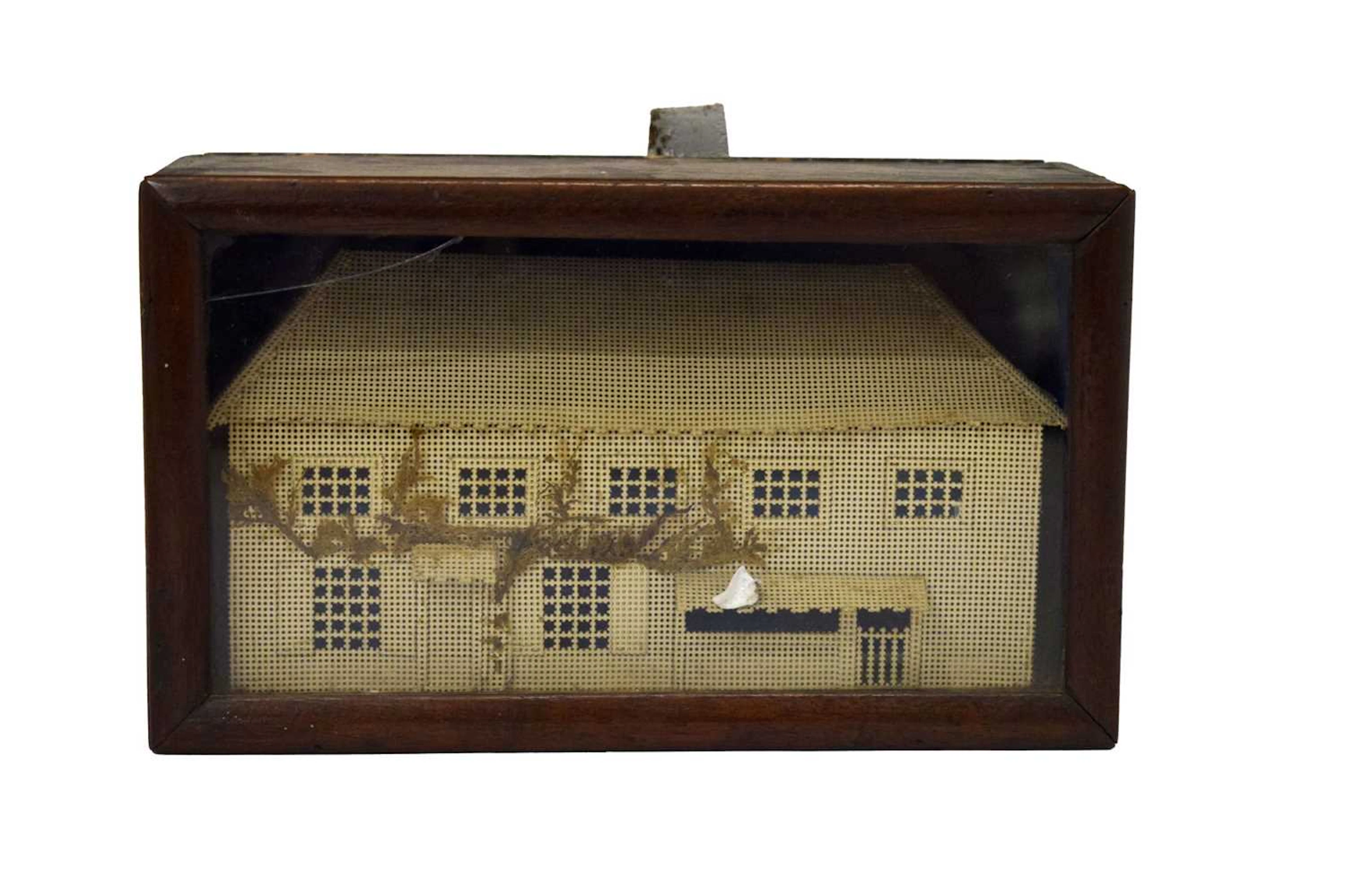 Victorian cased Folk Art diorama of a house, dated 1869